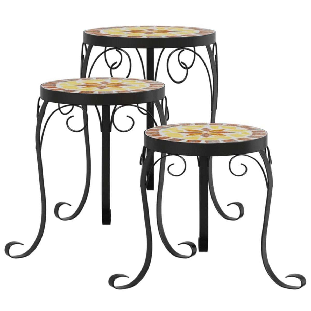 VIDAXL Supports pour plantes 3 pcs terre cuite et blanc ceramique