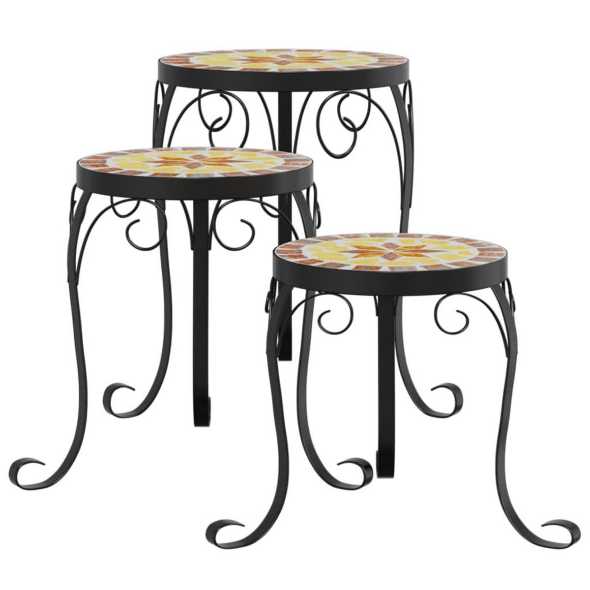 VIDAXL Supports pour plantes 3 pcs terre cuite et blanc ceramique