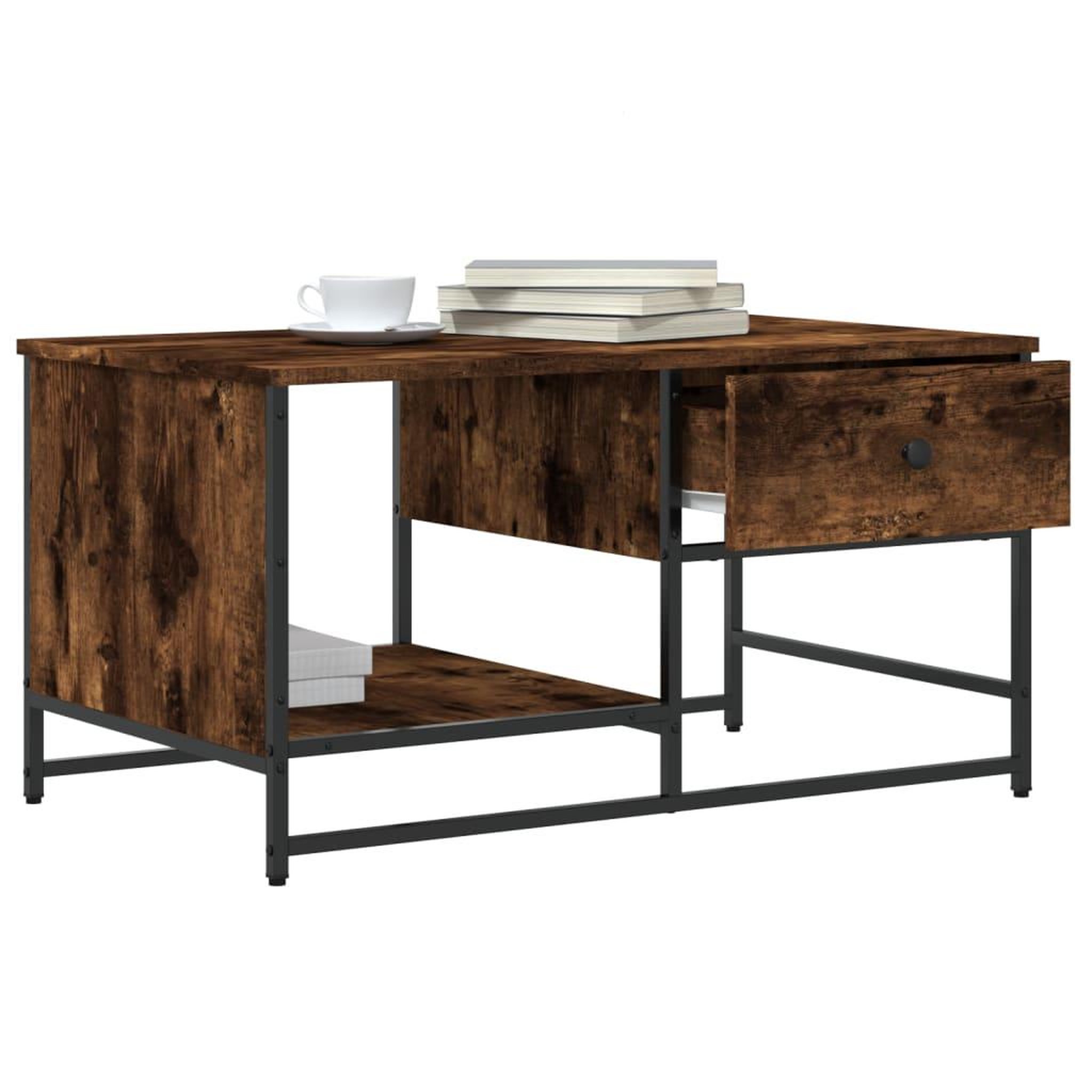 Voir la diapositive 4 : VIDAXL Table basse chene fume 85,5x51x45 cm bois d'ingenierie
