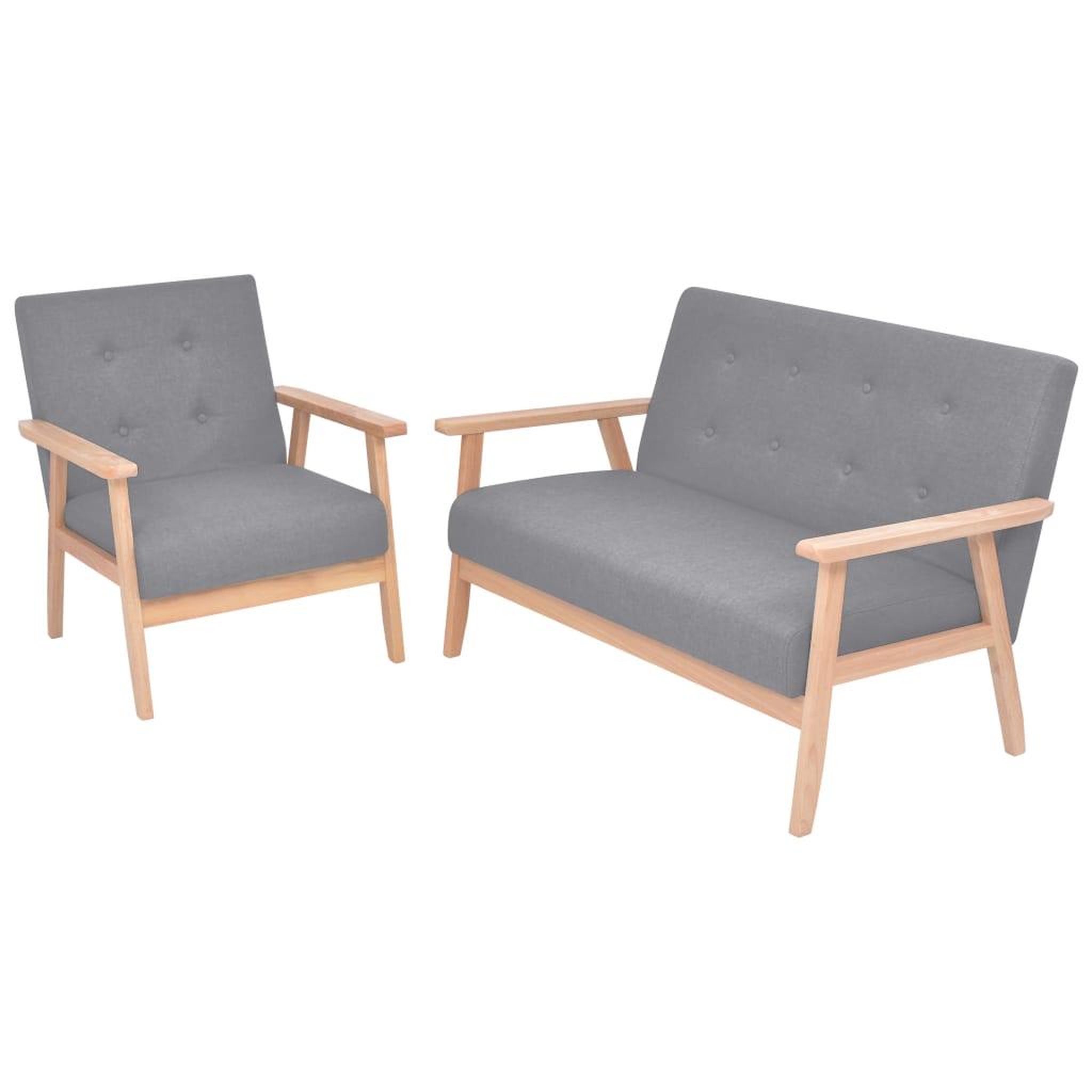 Voir la diapositive 1 : VIDAXL Ensemble de canapes 2 pcs Tissu Gris clair