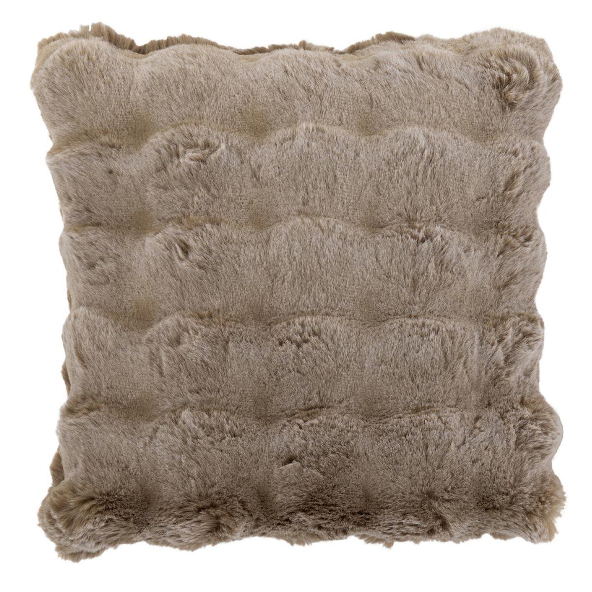J-LINE Coussin déco uni  wave  45x45cm taupe