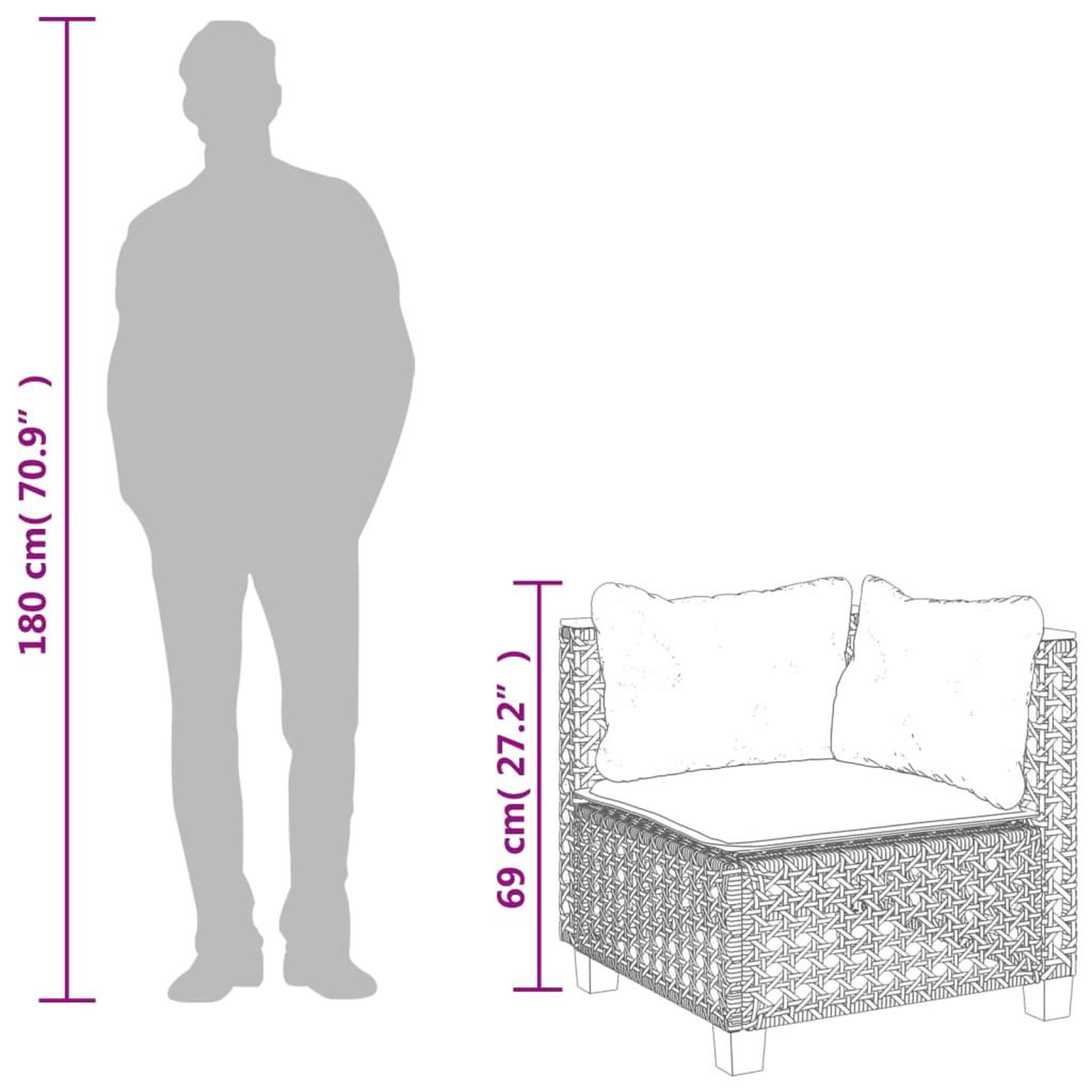Voir la diapositive 6 : VIDAXL Canape d'angle de jardin avec coussins gris resine tressee