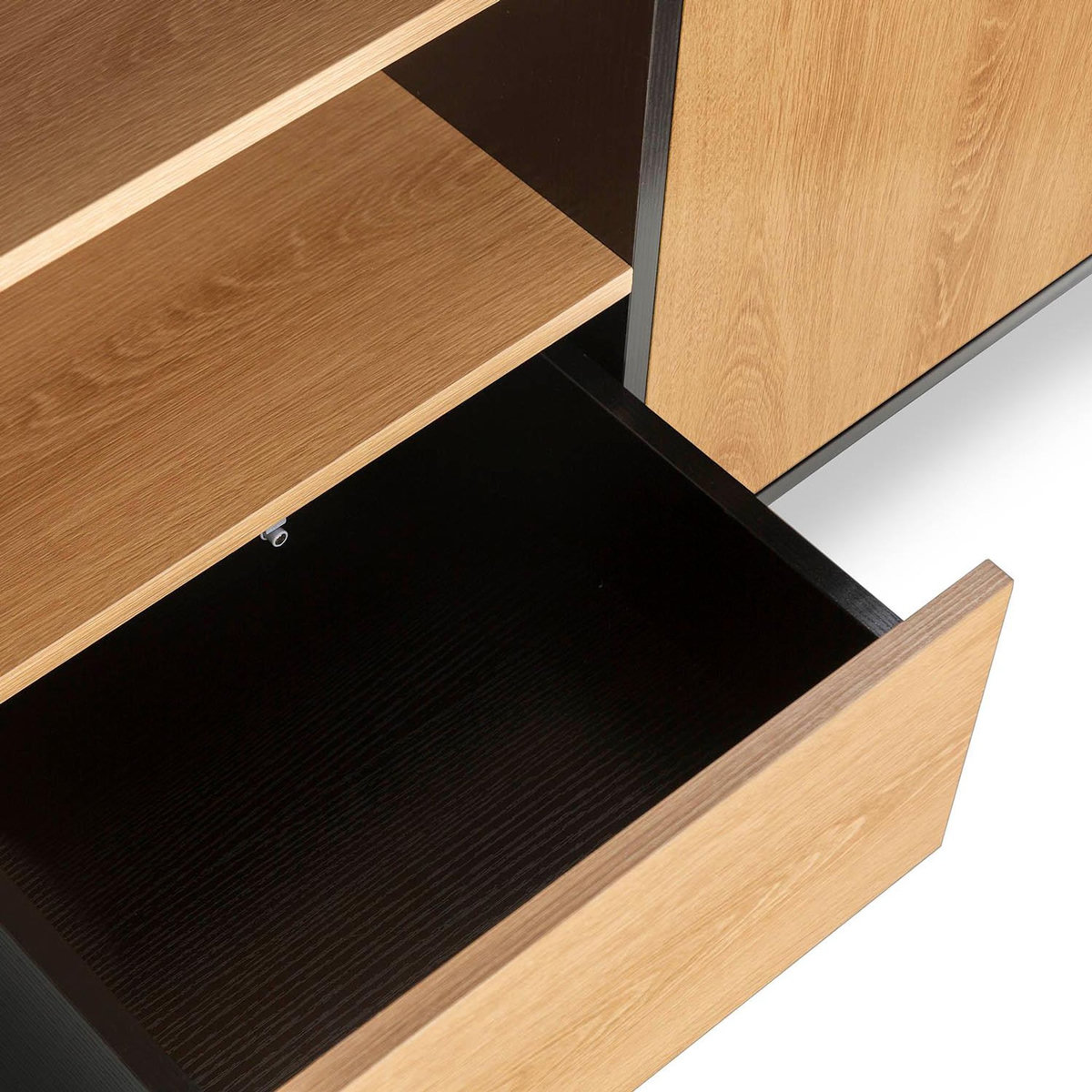 VS VENTA-STOCK Buffet Apolo 2 portes 1 tiroir, couleur noir/bois