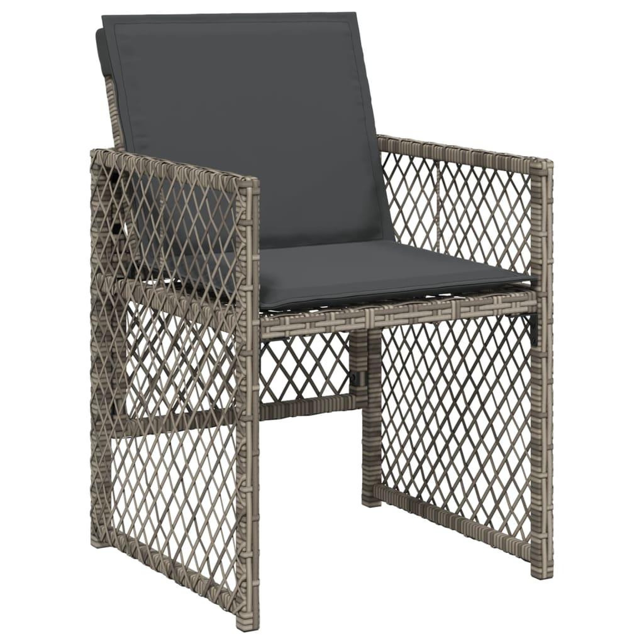 Voir la diapositive 4 : VIDAXL Ensemble a manger de jardin 9 pcs coussins gris resine tressee