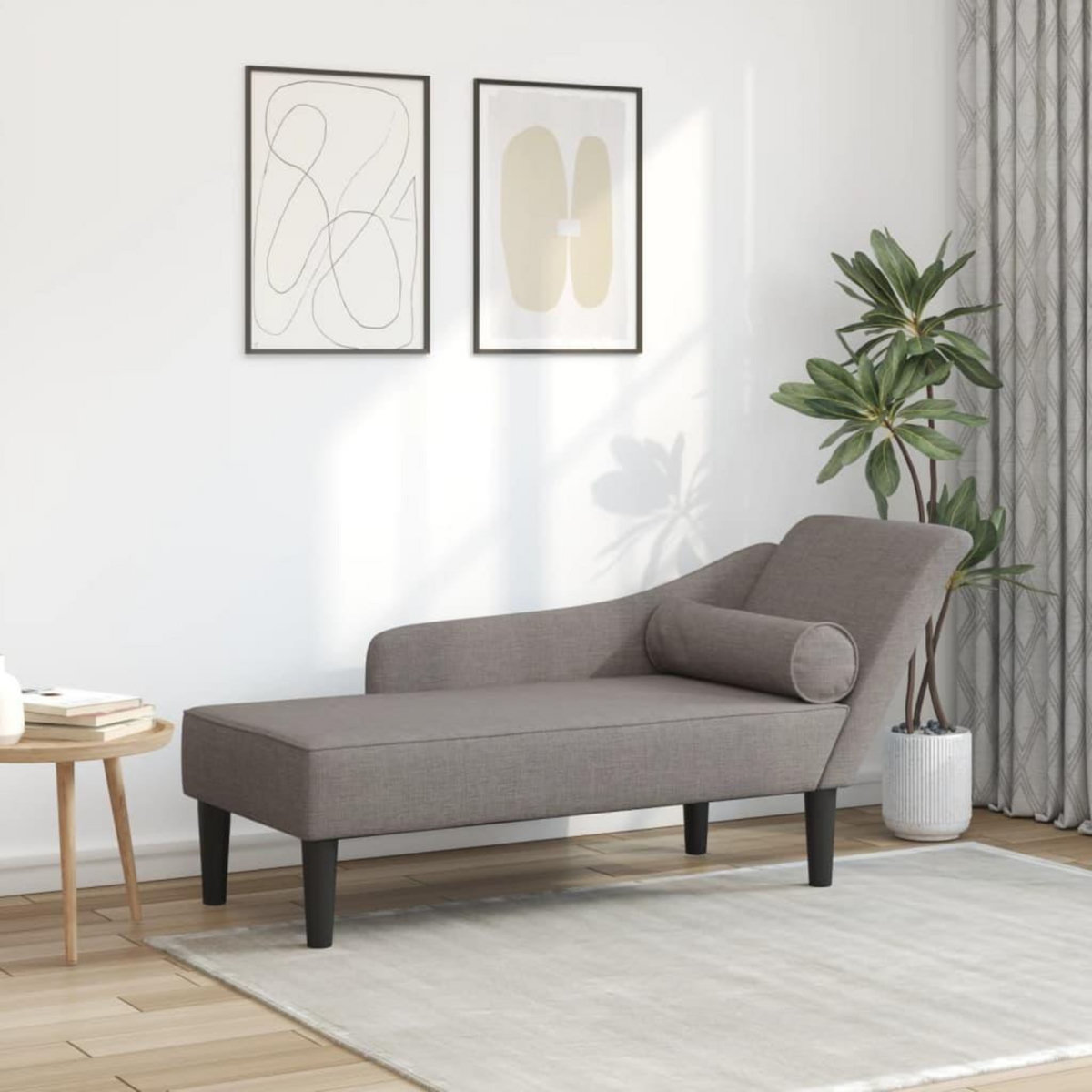 VIDAXL Chaise longue avec coussins taupe tissu