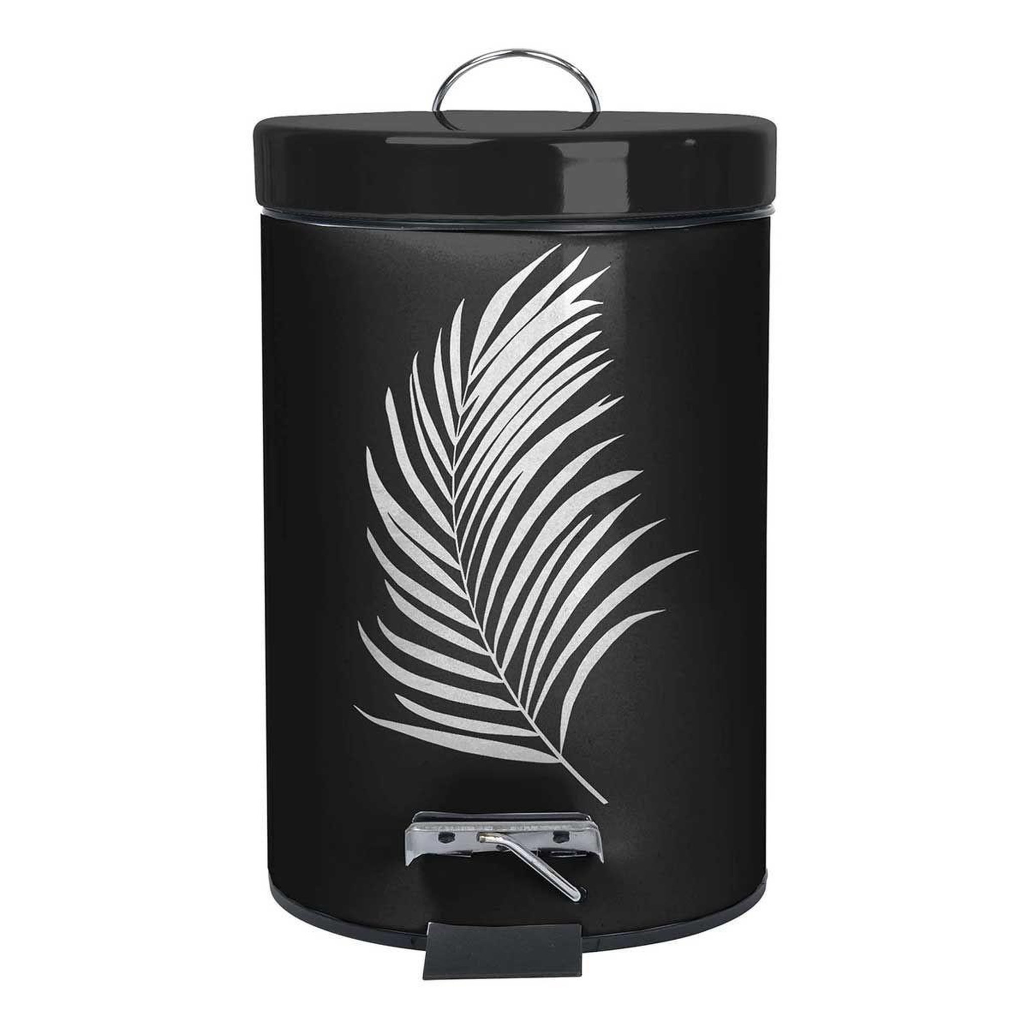 Douceur d'Intérieur Poubelle à pédale imprimée  orbella  3l noir & argent
