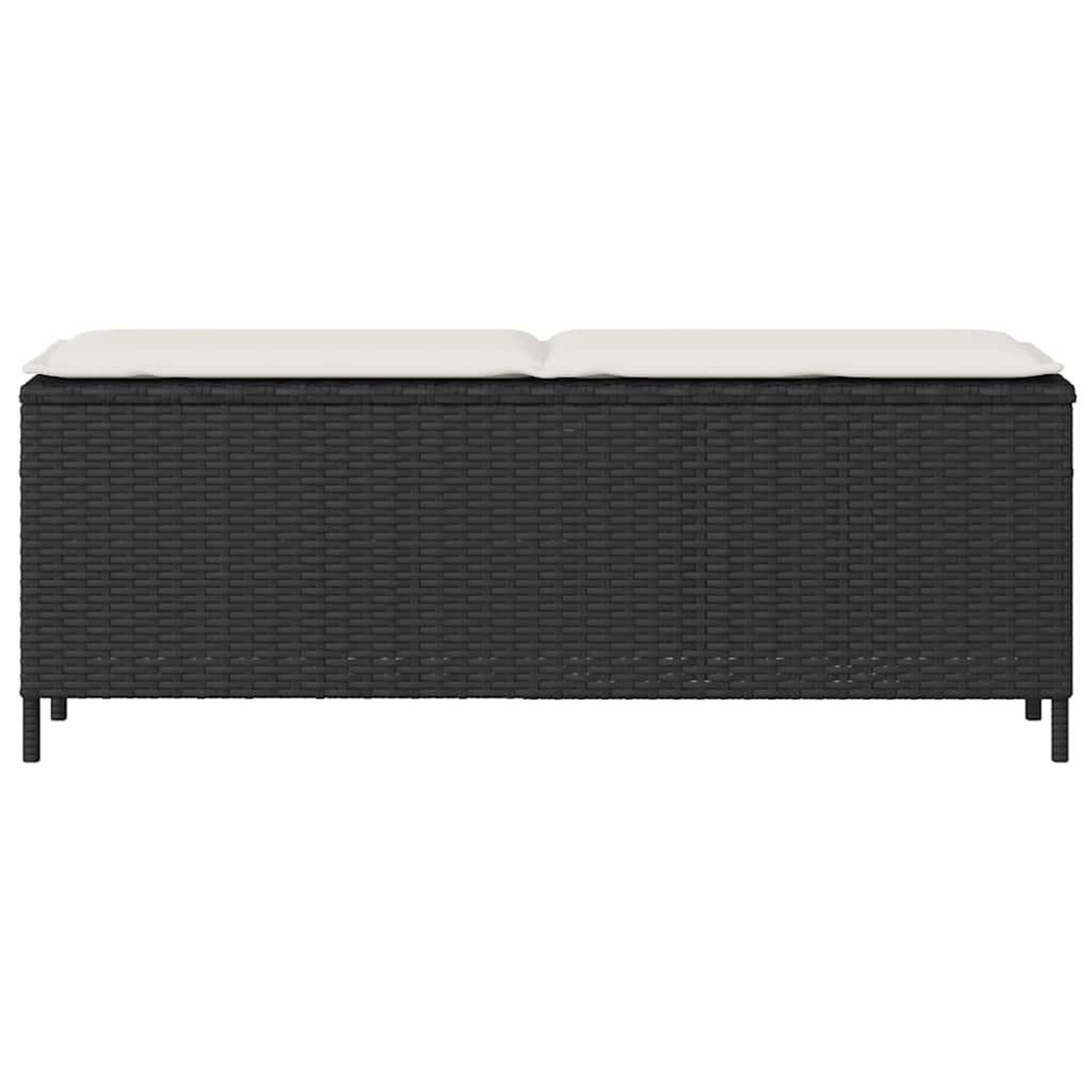Voir la diapositive 4 : VIDAXL Banc de jardin avec coussin noir 110x30x40,5 cm resine tressee
