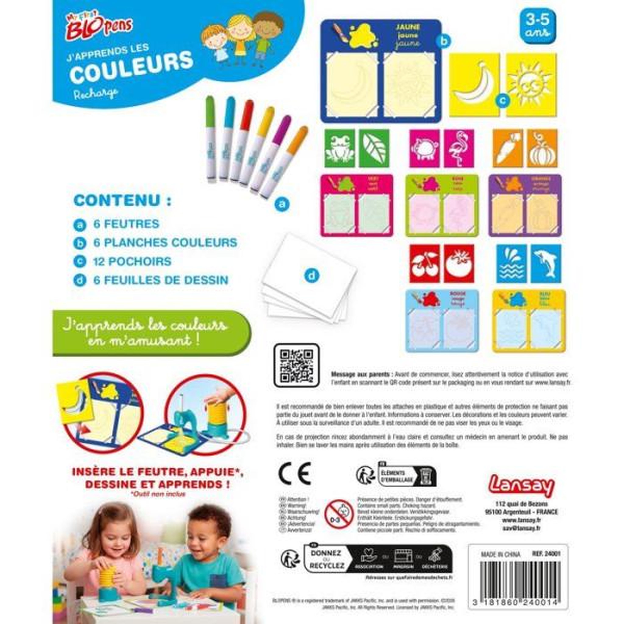 Voir la diapositive 4 : LANSAY Loisir créatif - LANSAY - MY FIRST BLOPENS - jeu de coloriage - J'APPRENDS LES COULEURS - Des 3 ans