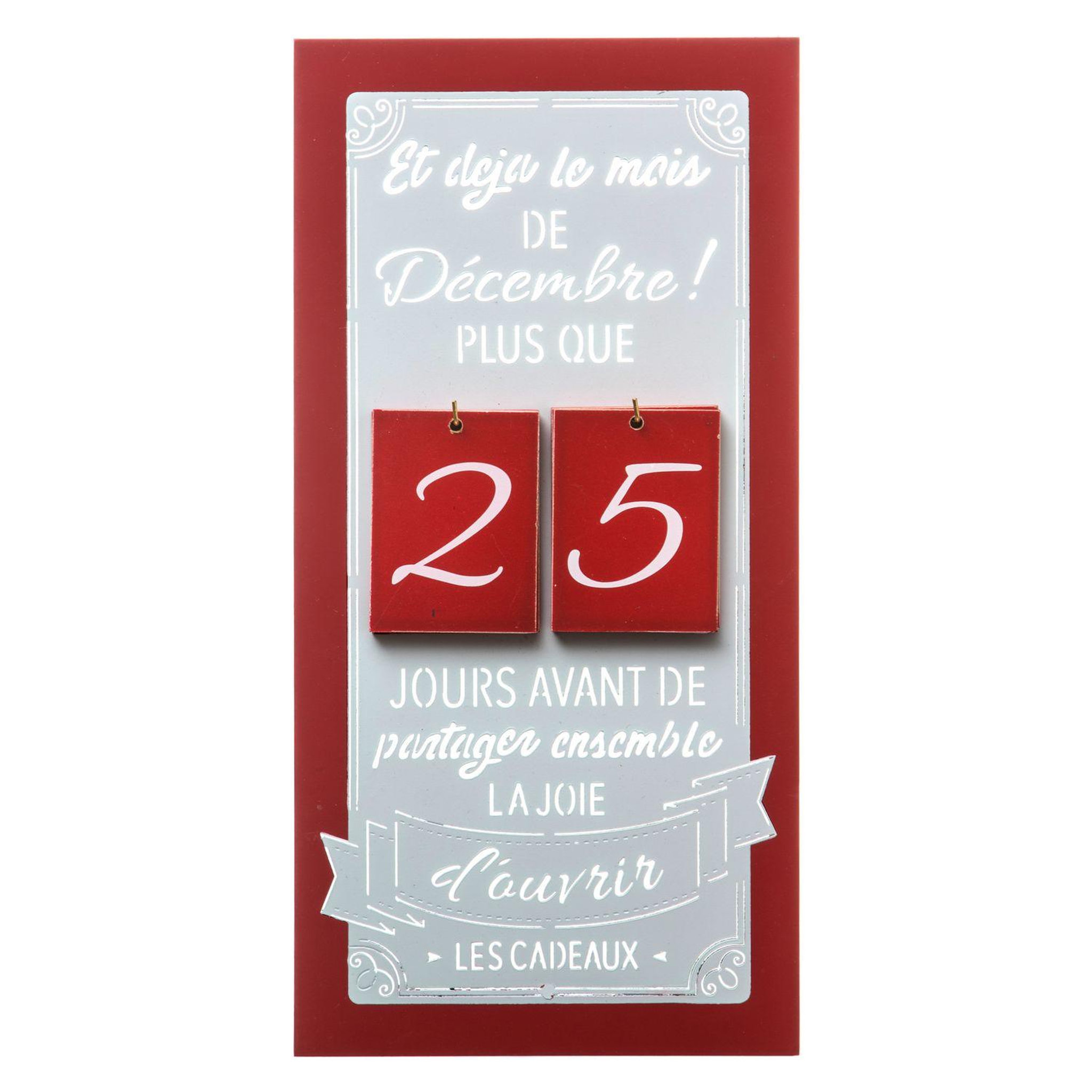 FEERIC LIGHT & CHRISTMAS Calendrier de l'avent en bois à suspendre jeanne - rouge