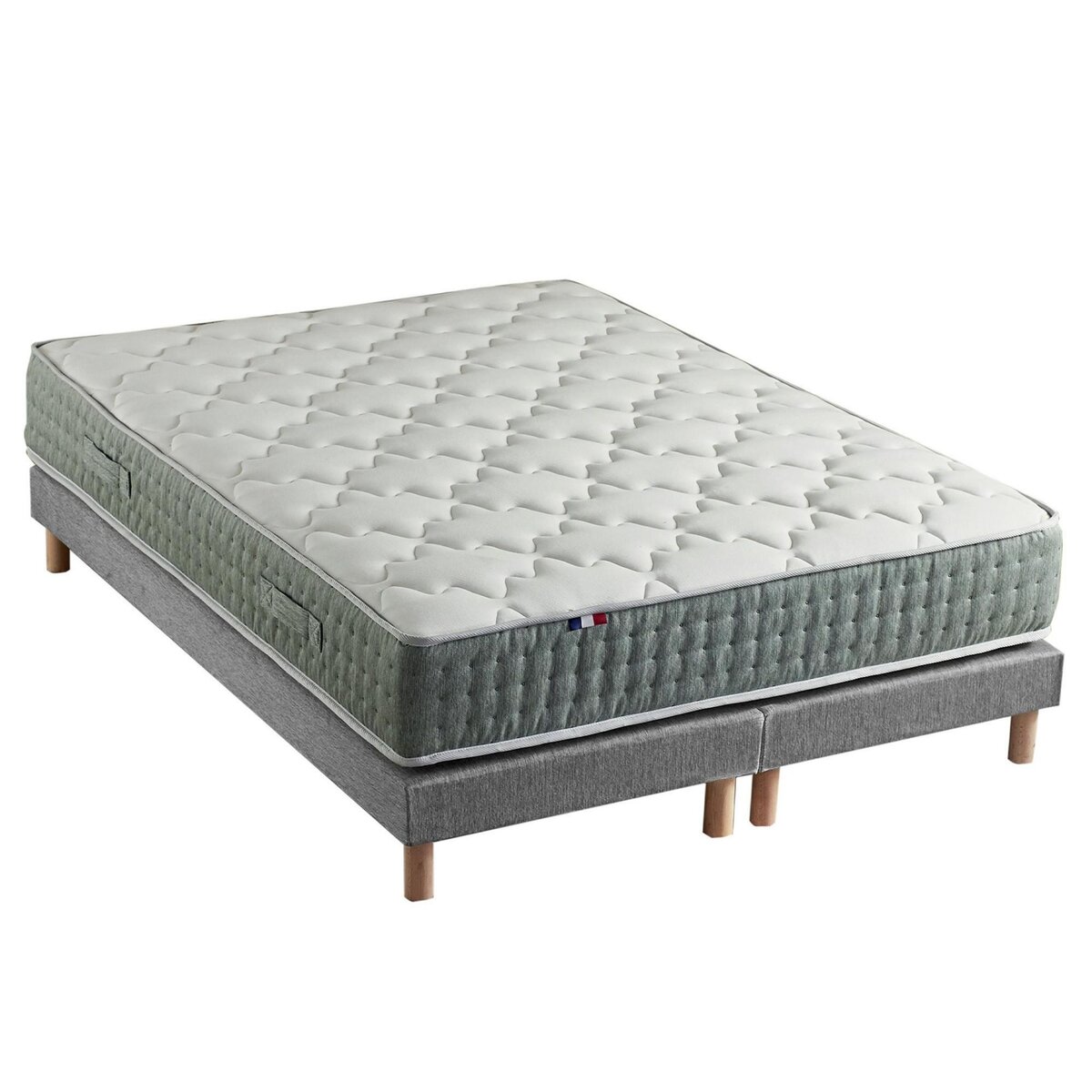 IDLITERIE Ensemble + matelas Ressort 7 zones Face Hiver/Eté différente HYGGE Fabriqué en France