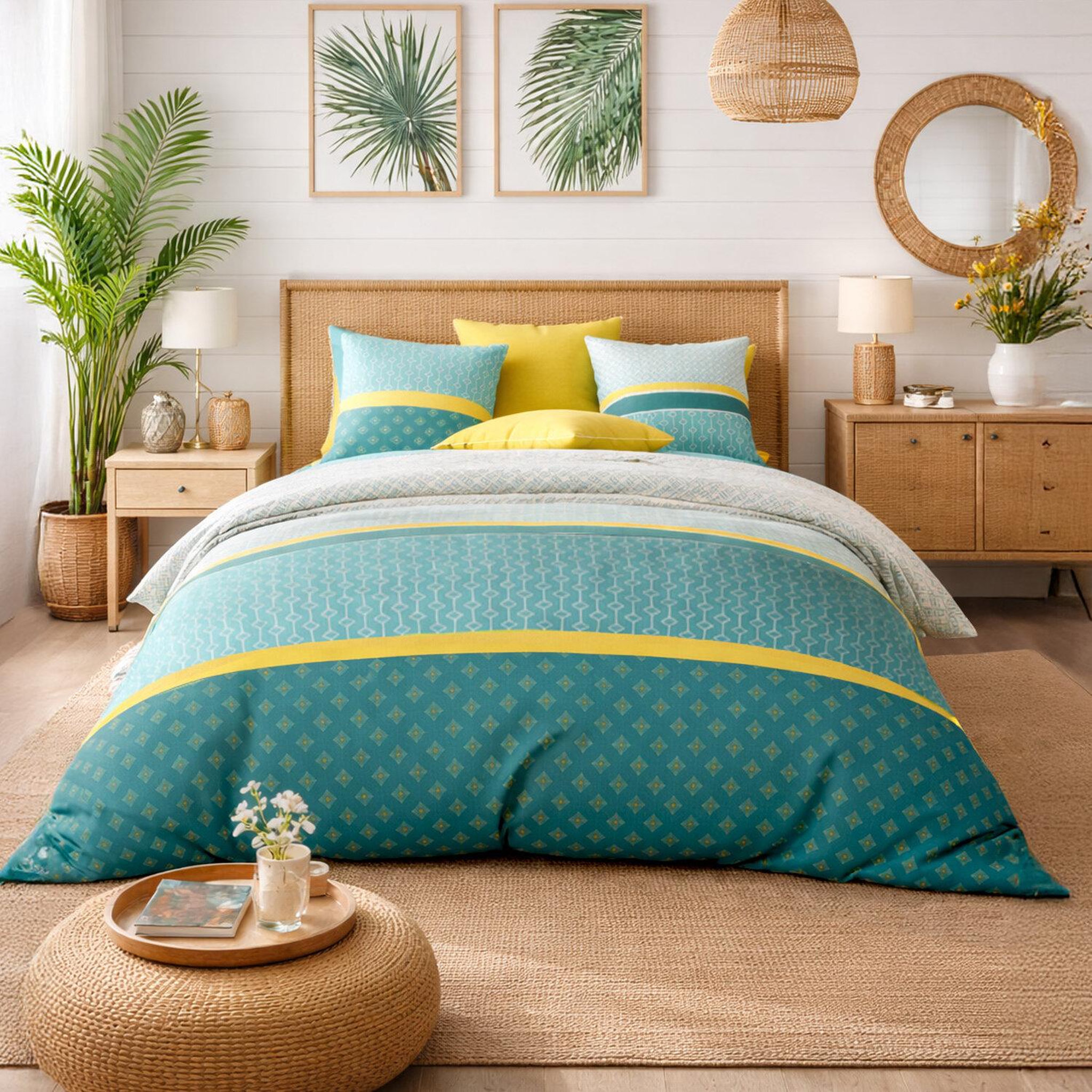 Voir la diapositive 1 : ATELIER DU COTON Parure housse de couette 100% coton 57fils malphite