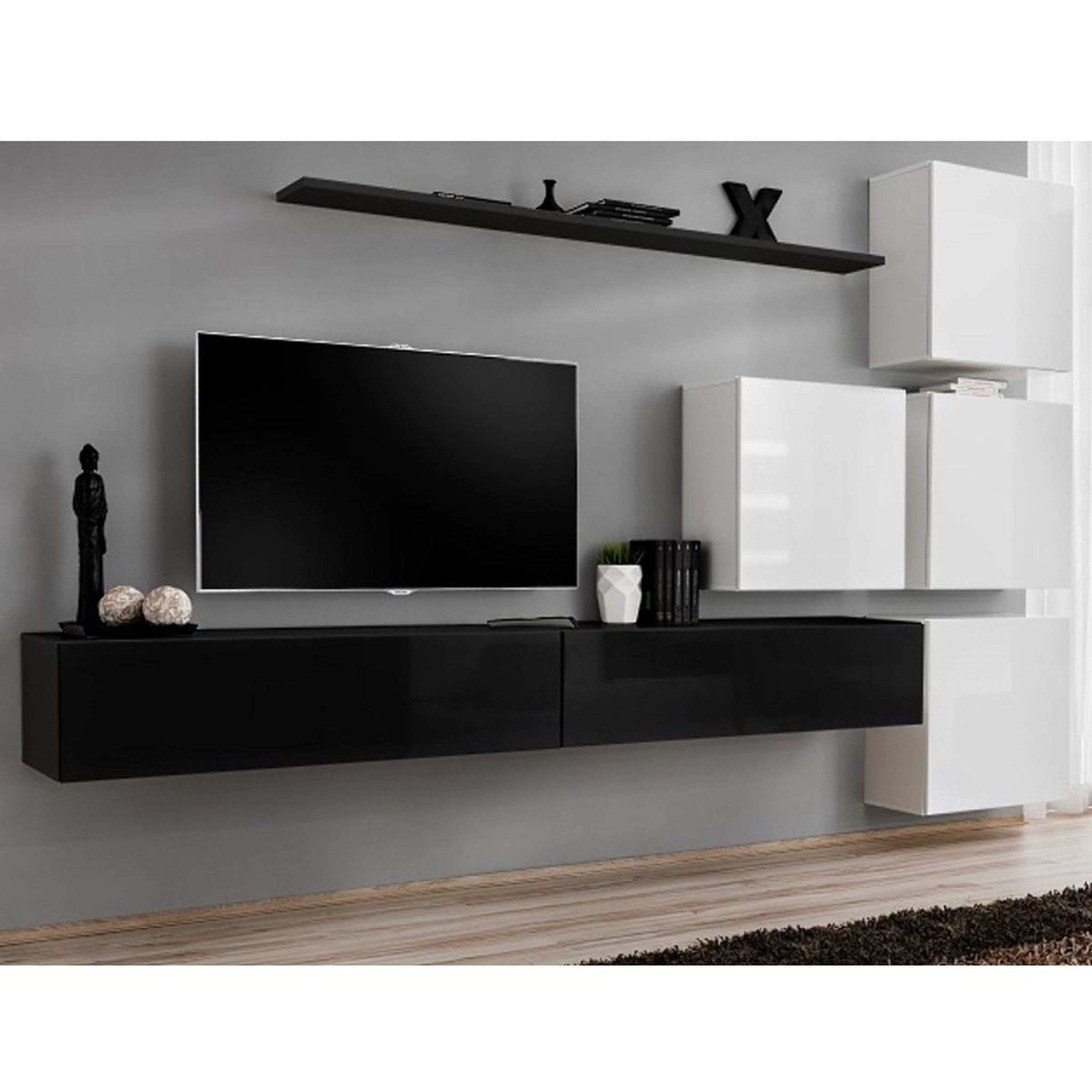 Paris Prix Meuble tv mural design  switch ix  310cm noir & blanc