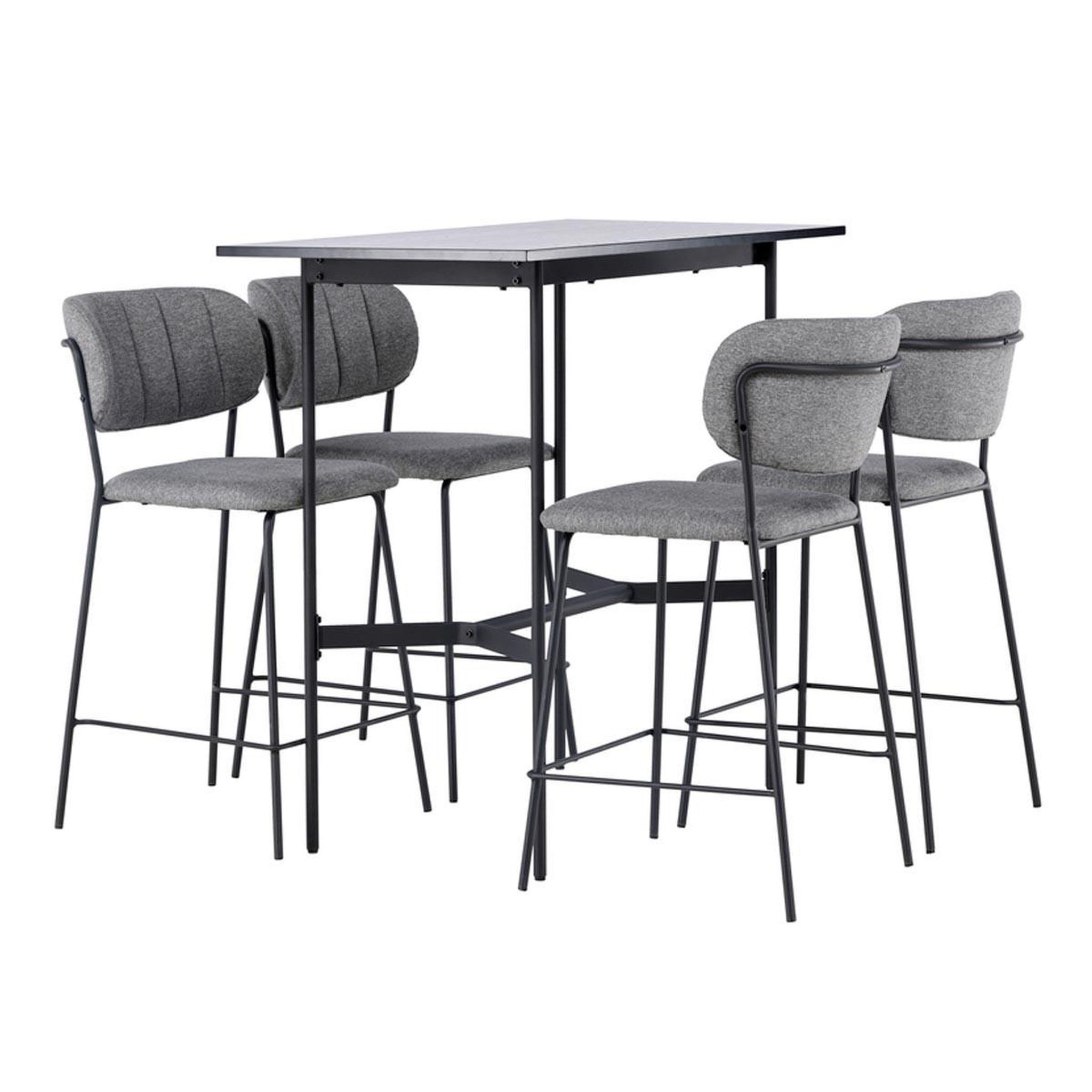 Paris Prix Ensemble table de bar & 4 chaises  rax & bell  120cm noir & gris