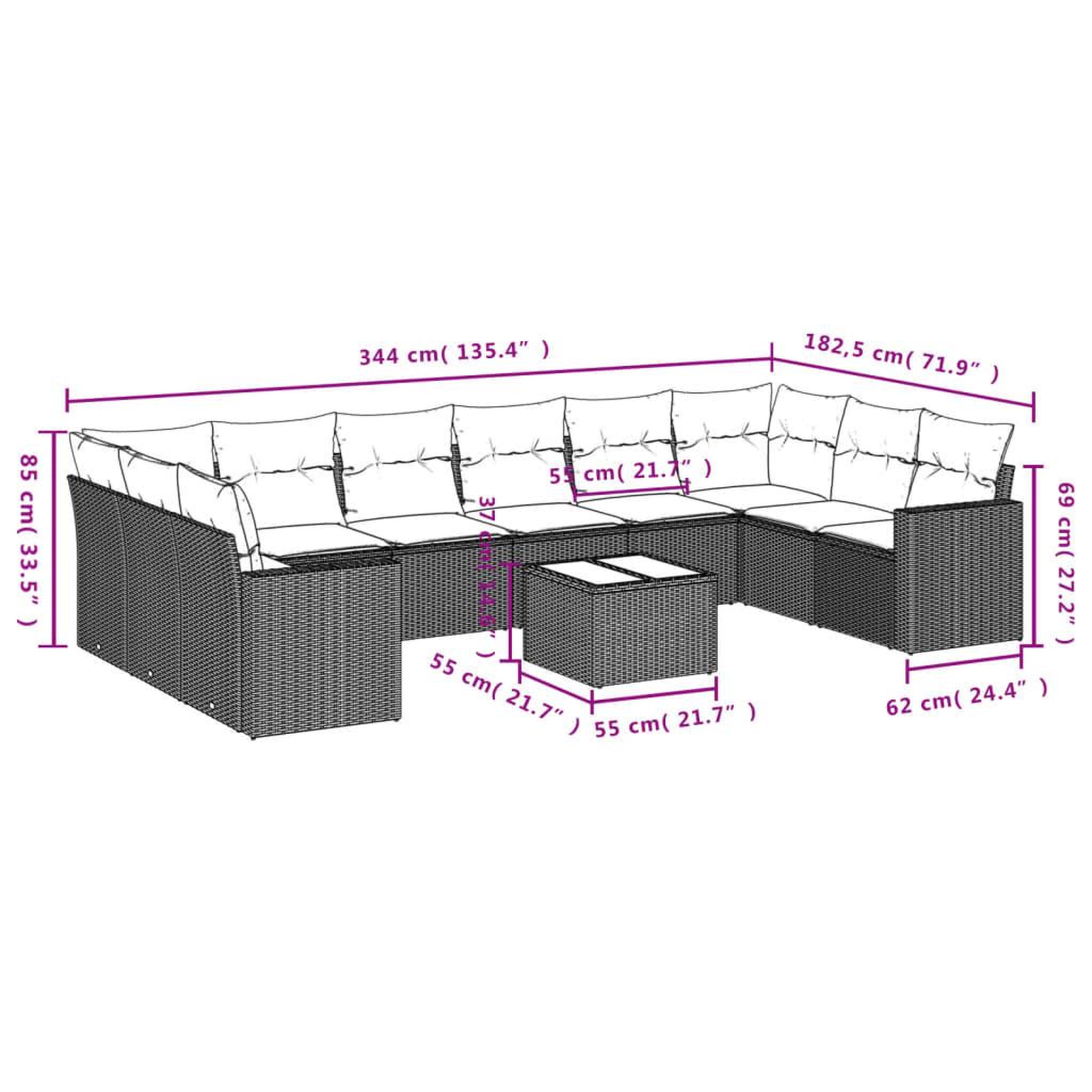Voir la diapositive 4 : VIDAXL Salon de jardin 11 pcs avec coussins noir resine tressee
