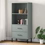 Voir la diapositive 1 : VIDAXL Bibliotheque a 2 tiroirs Gris 60x35x128,5 cm Bois massif OSLO