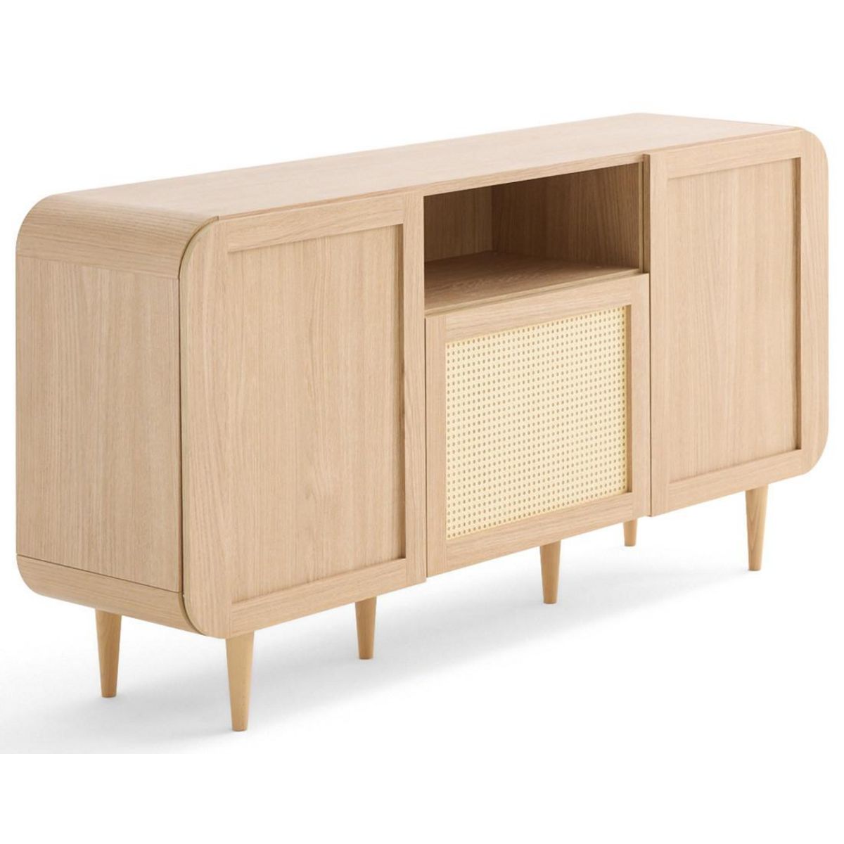 BEST MOBILIER Mathilde - buffet bas - bois et cannage - 170 cm