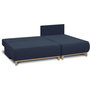 Voir la diapositive 4 : MARKET24 Canapé d'angle droit convertible MIKA 3 places - Tissu bleu foncé - Coffre de rangement - L218 x P98/145 x H84 cm