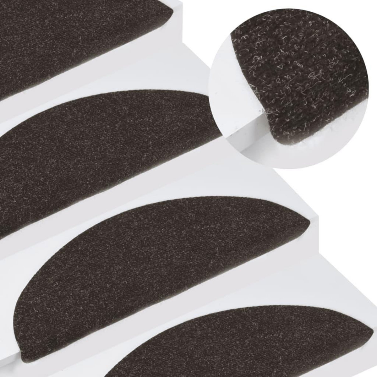 VIDAXL Tapis d'escalier auto-adhesifs 10 pcs noir 56x17x3 cm