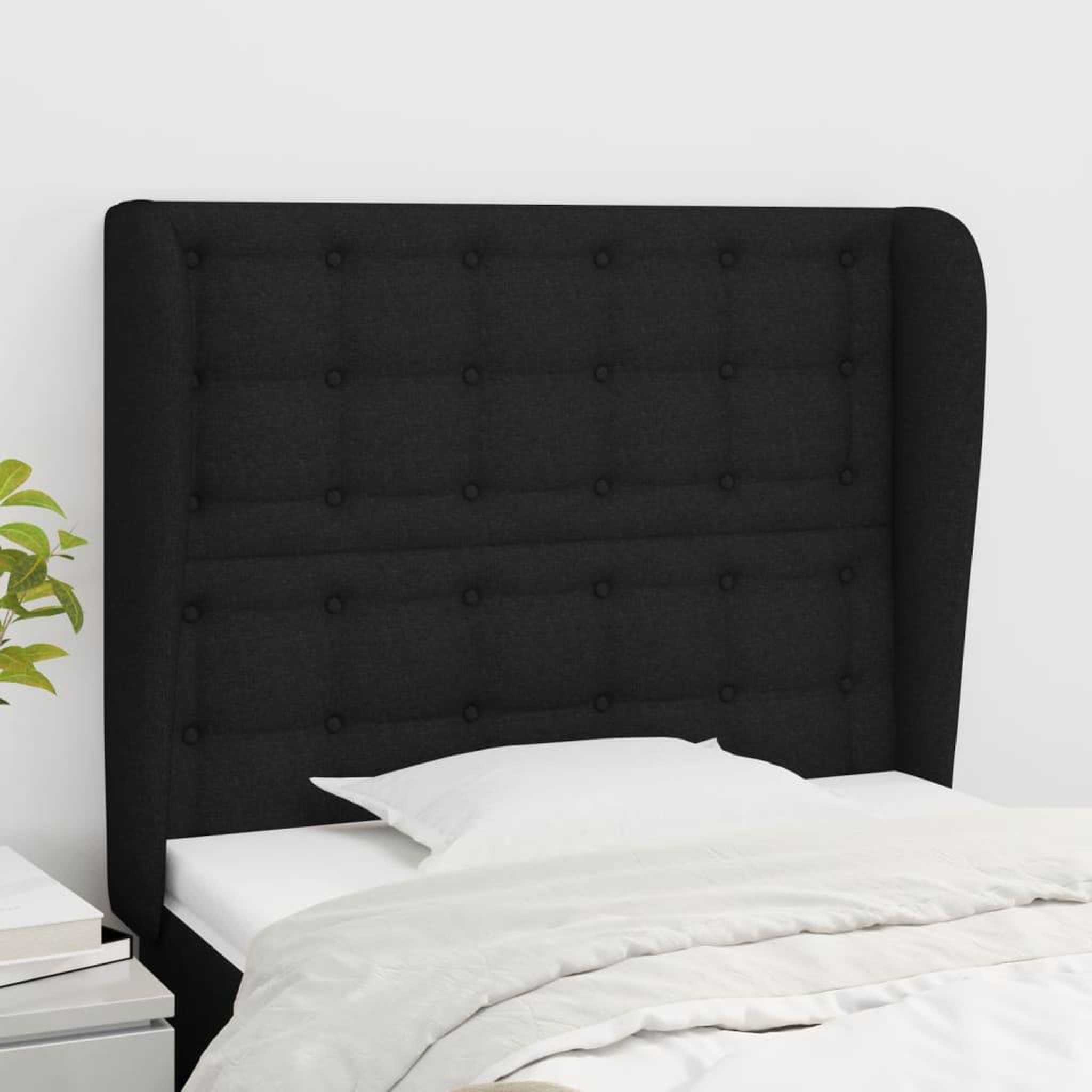 Voir la diapositive 1 : VIDAXL Tete de lit avec oreilles Noir 83x23x118/128 cm Tissu