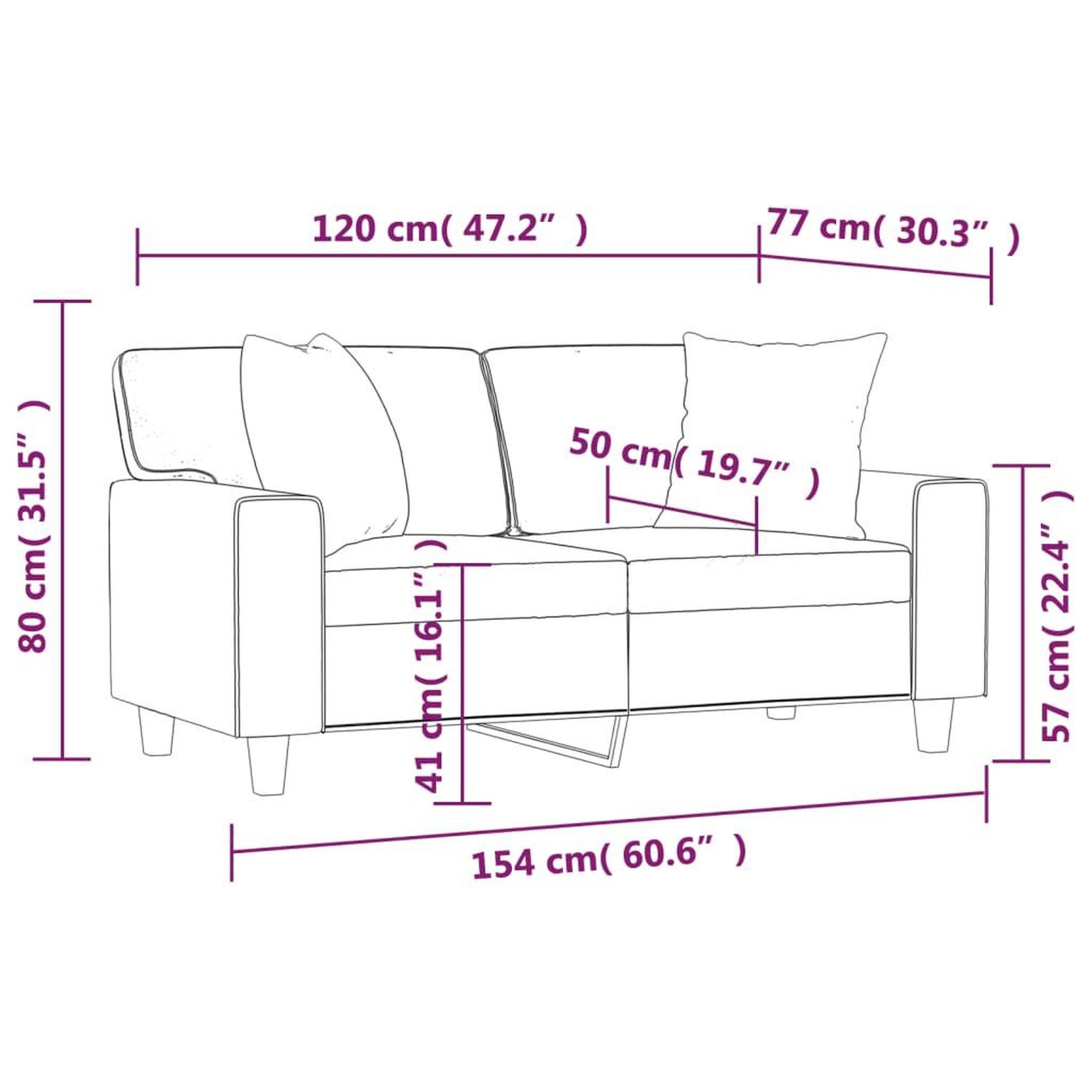 Voir la diapositive 6 : VIDAXL Canape 2 places avec oreillers cappuccino 120 cm similicuir