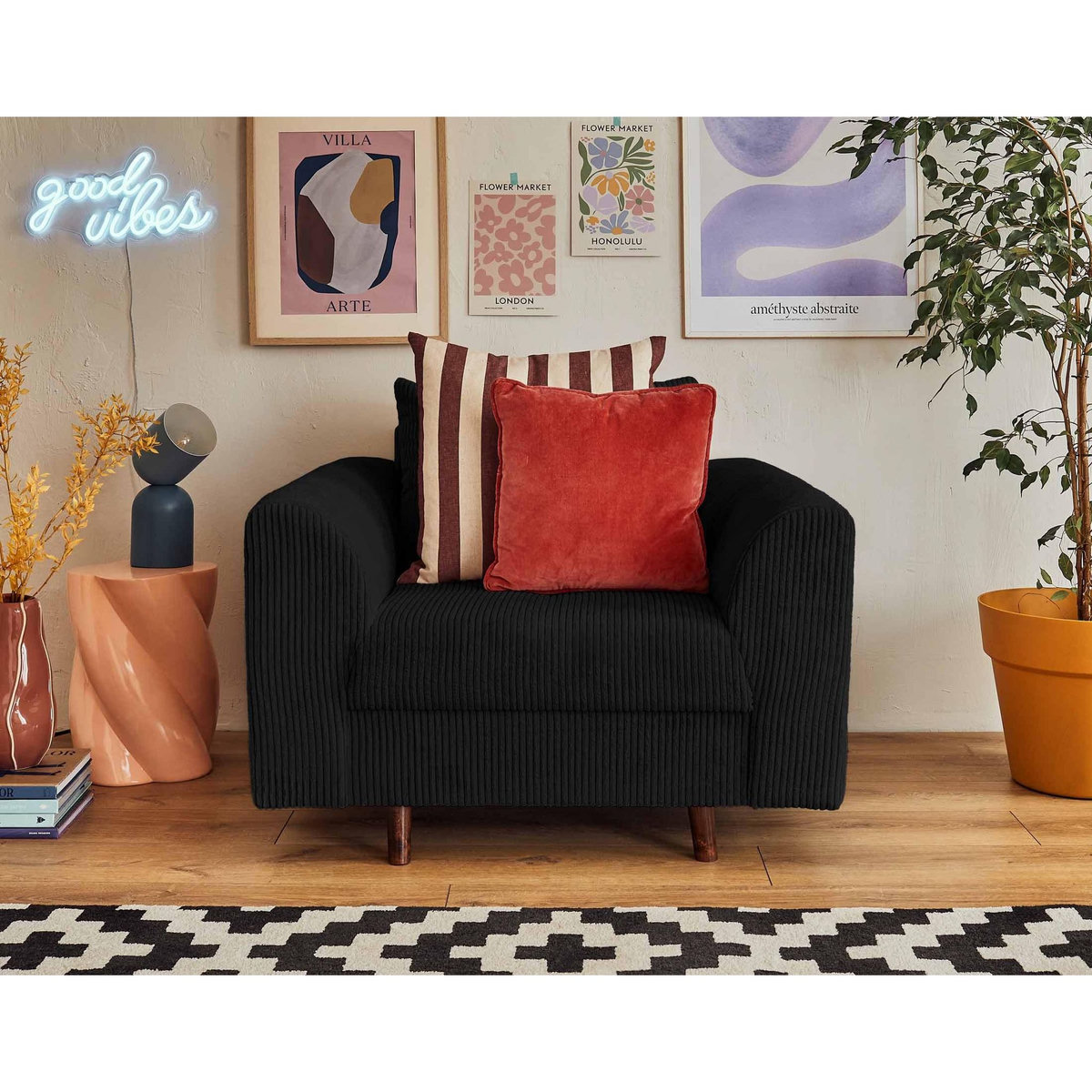 LISA DESIGN Rune - fauteuil - en velours côtelé