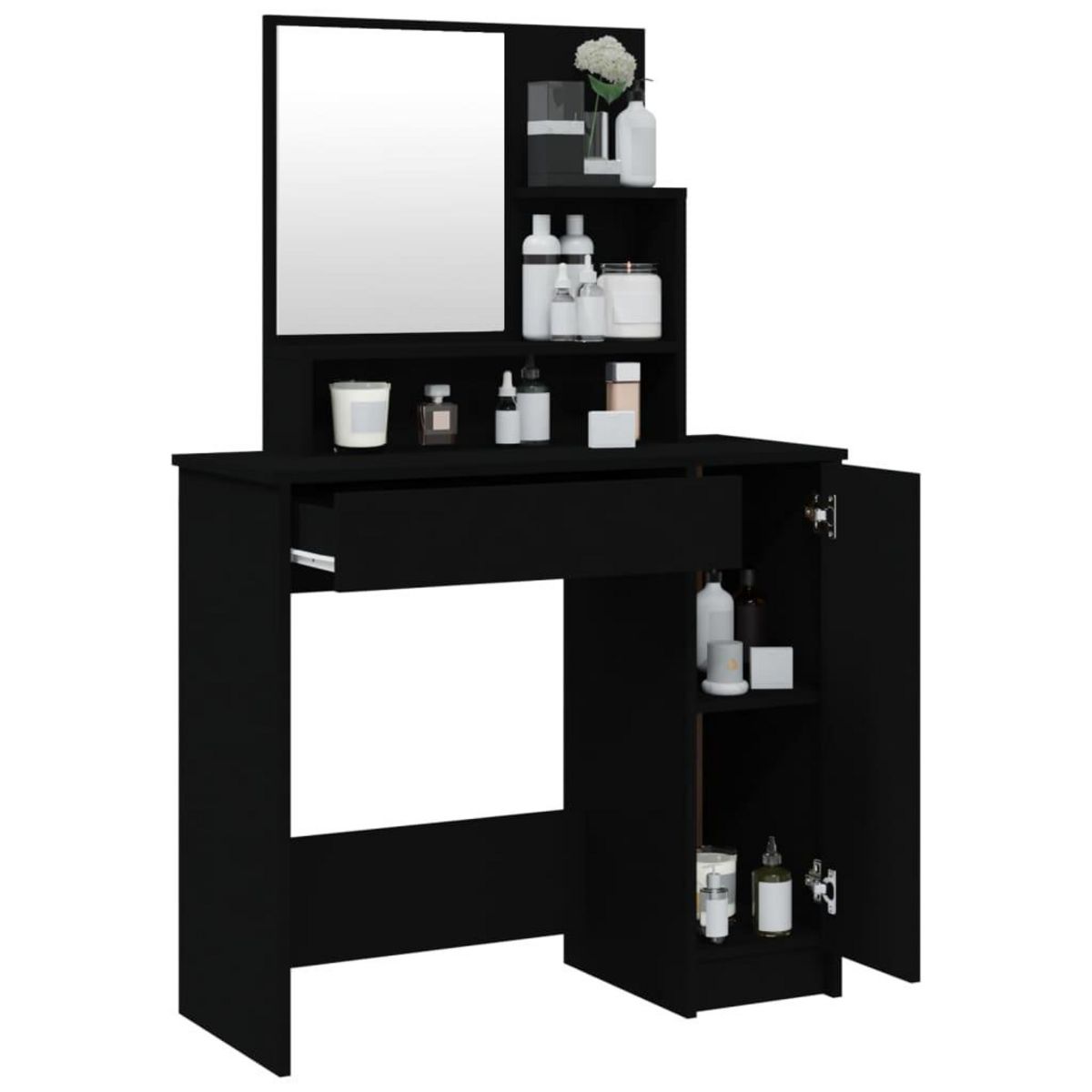 VIDAXL Coiffeuse avec miroir noir 86,5x35x136 cm