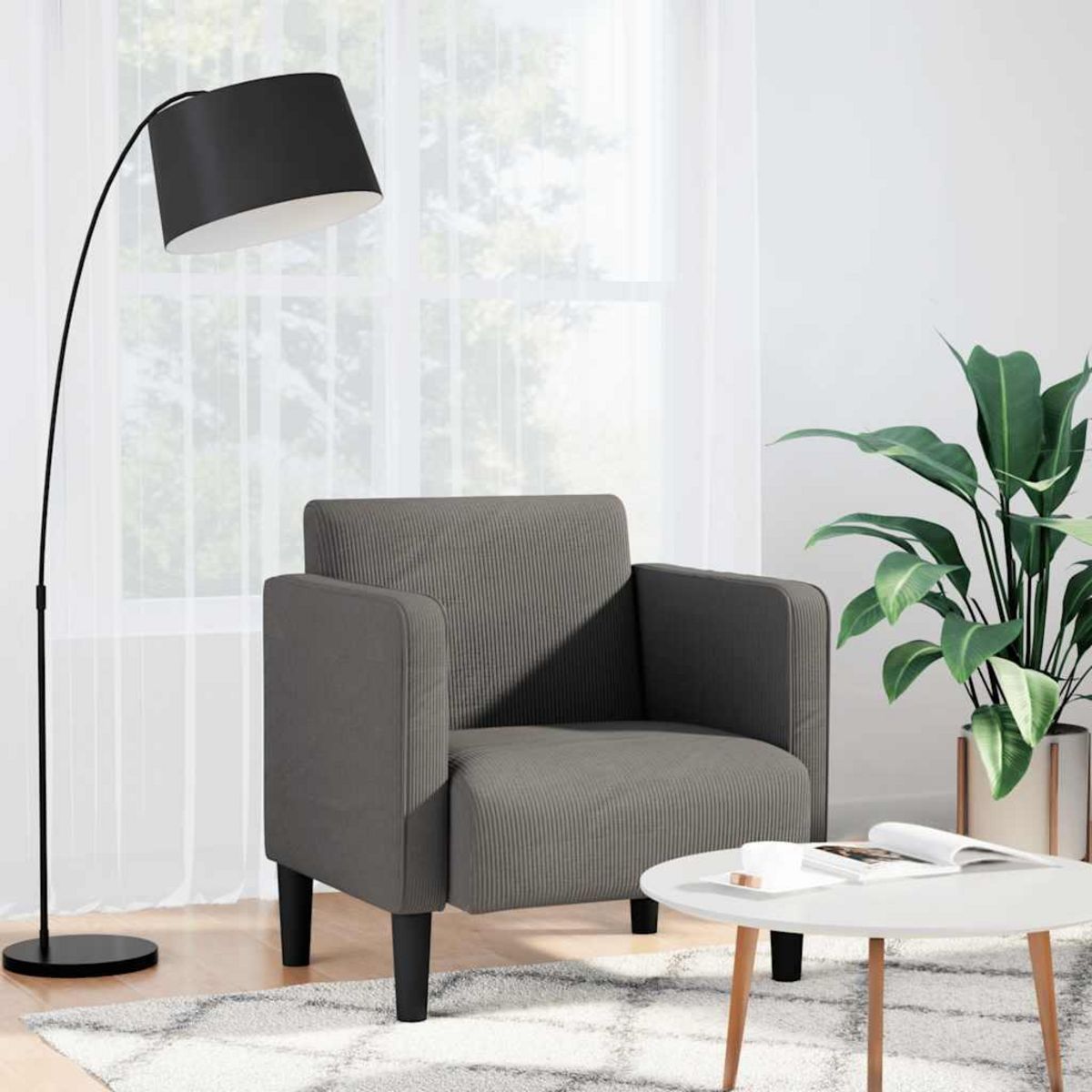 VIDAXL Canape-chaise accoudoirs gris clair 54 cm tissu velours cotele