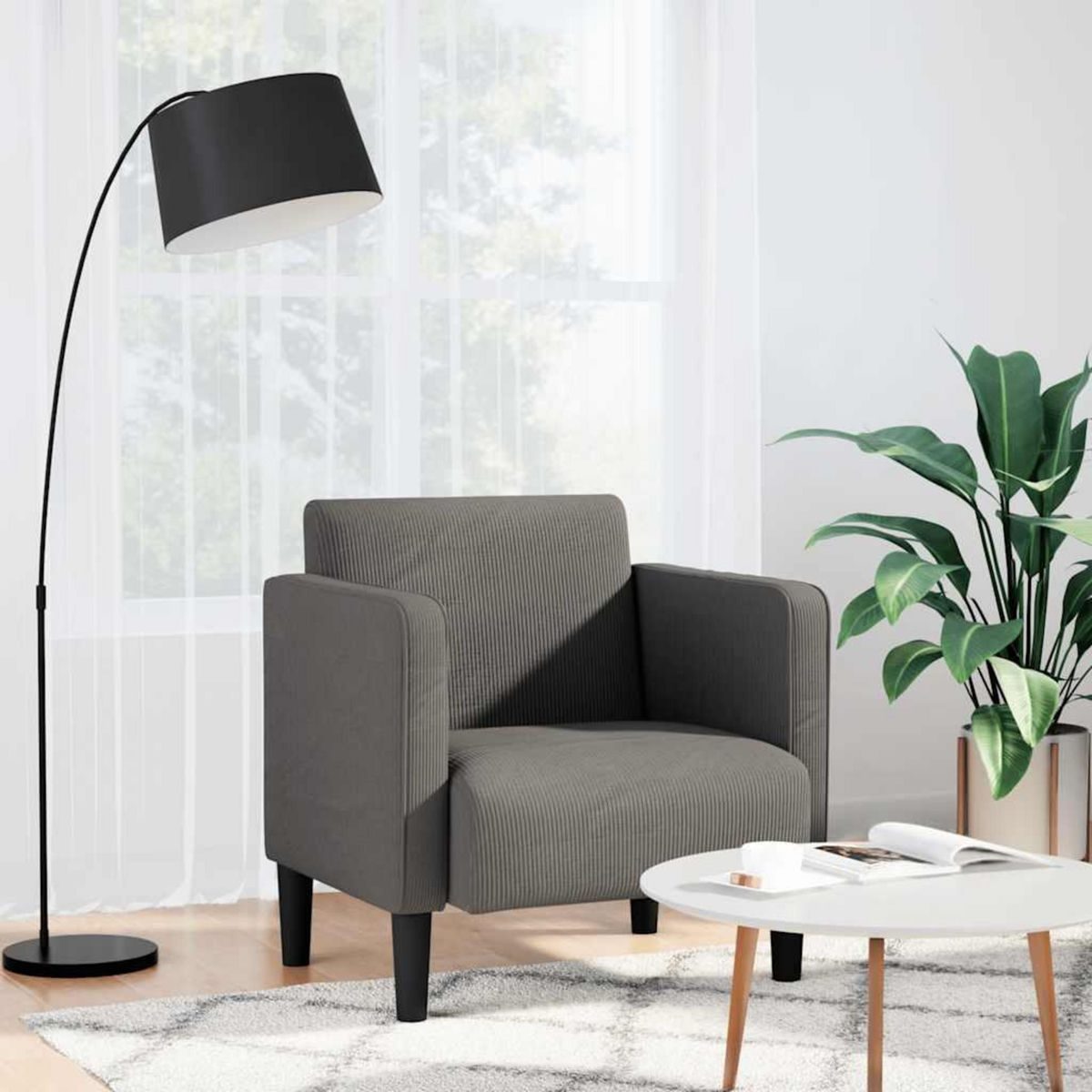 VIDAXL Canape-chaise accoudoirs gris clair 54 cm tissu velours cotele