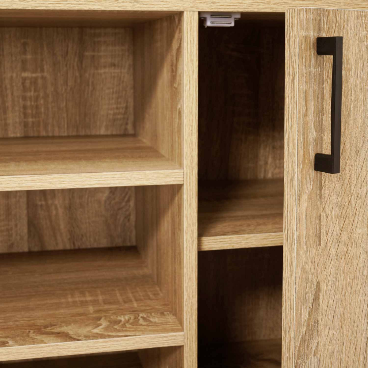 ID MARKET Buffet 140 cm DETROIT 2 portes et 3 étagères design industriel