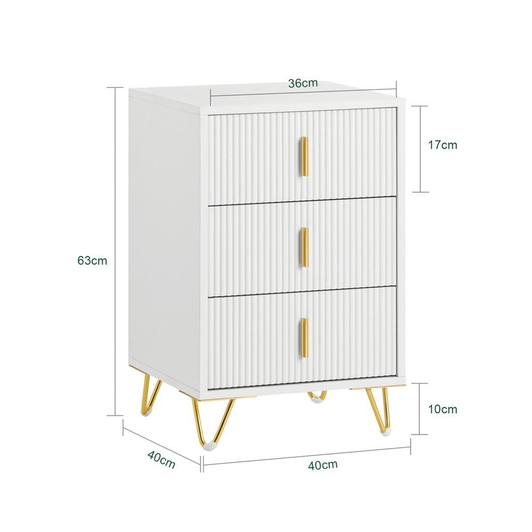 Voir la diapositive 3 : SOBUY SoBuy - Table De Chevet à 3 tiroirs - Moderne - FBT115-L