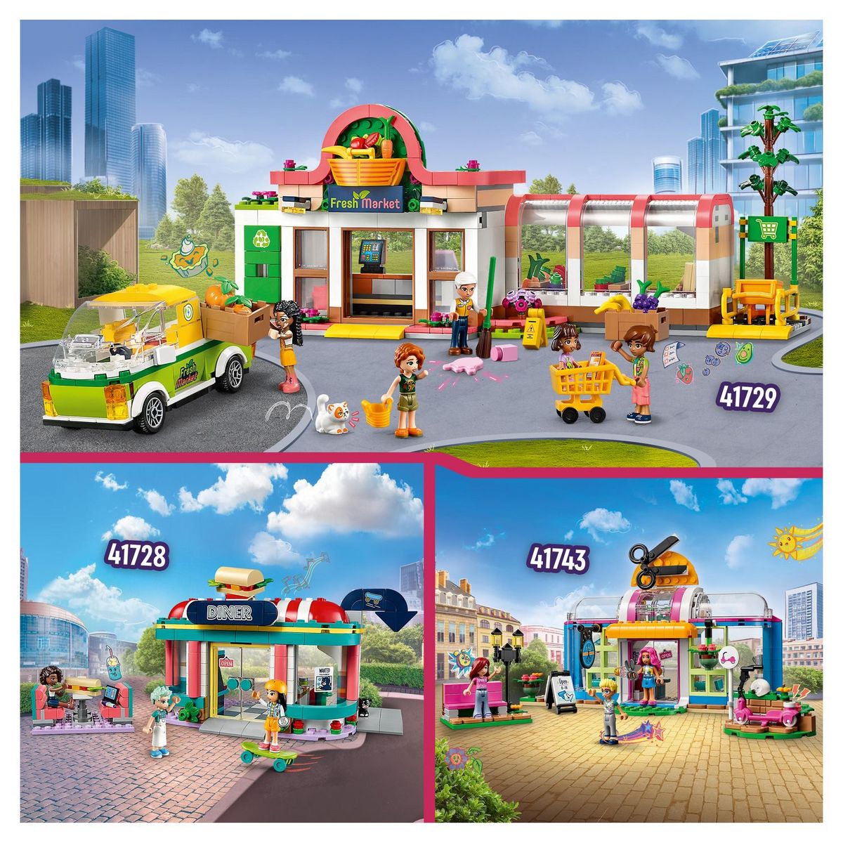 LEGO Friends 41729 L'épicerie biologique, Jouet Supermarché pour Filles et Garçons Dès 8 Ans, Jeu avec Camion & 4 Mini-Poupées