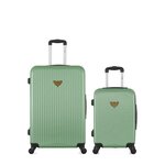 LES P'TITES BOMBES LPB LPB LUGGAGE - LOT DE 2 - Valises grand format et cabine AGATA. Coloris disponibles : Bleu, Vert, Beige, Rose