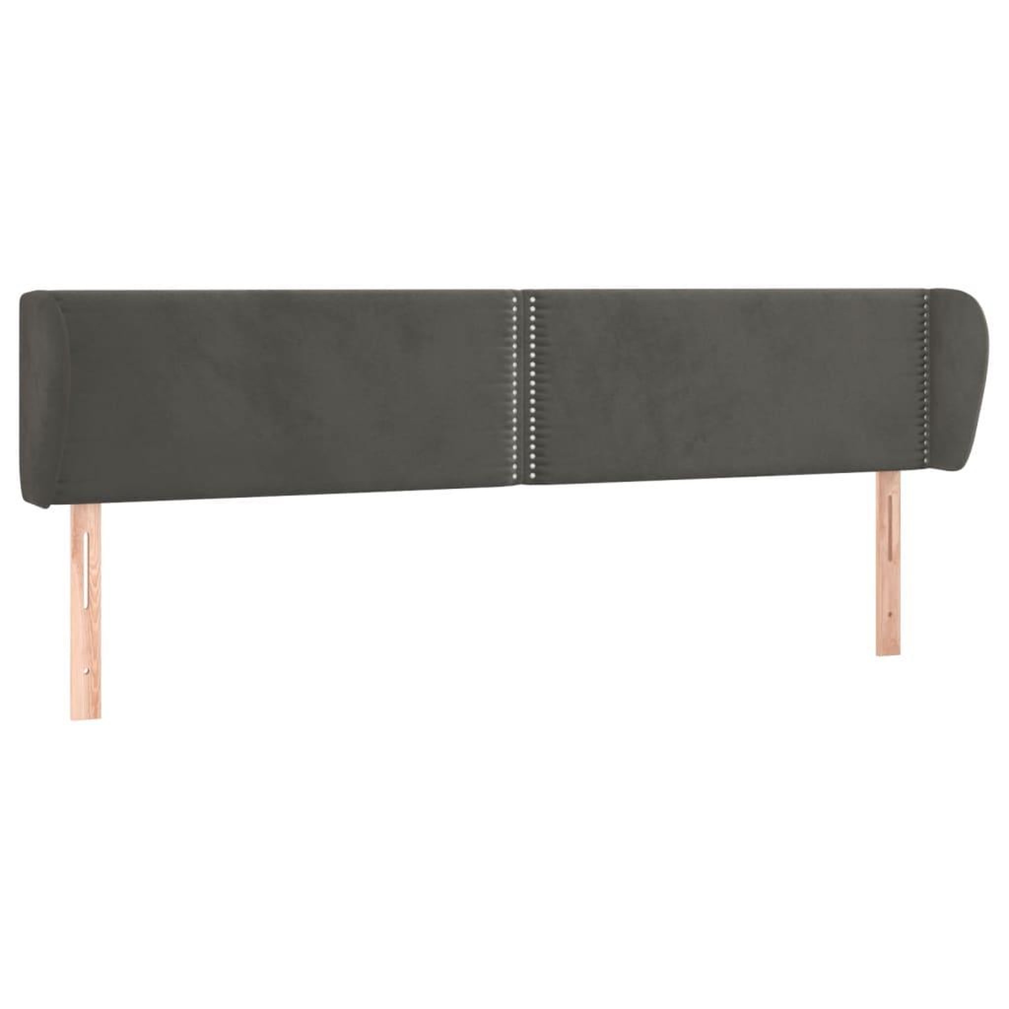 Voir la diapositive 2 : VIDAXL Tete de lit avec oreilles Gris fonce 183x23x78/88 cm Velours