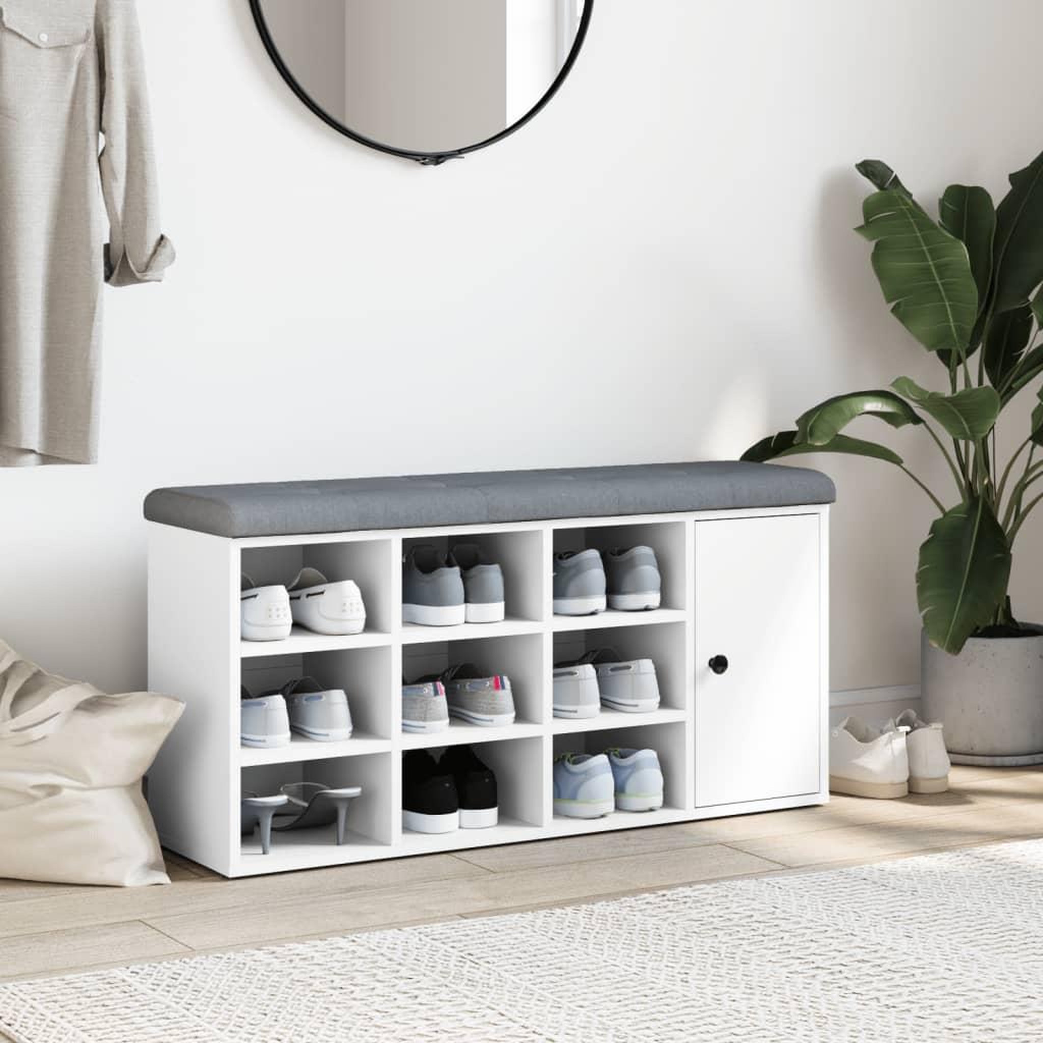 Voir la diapositive 3 : VIDAXL Banc a chaussures blanc 102x32x50 cm bois d'ingenierie