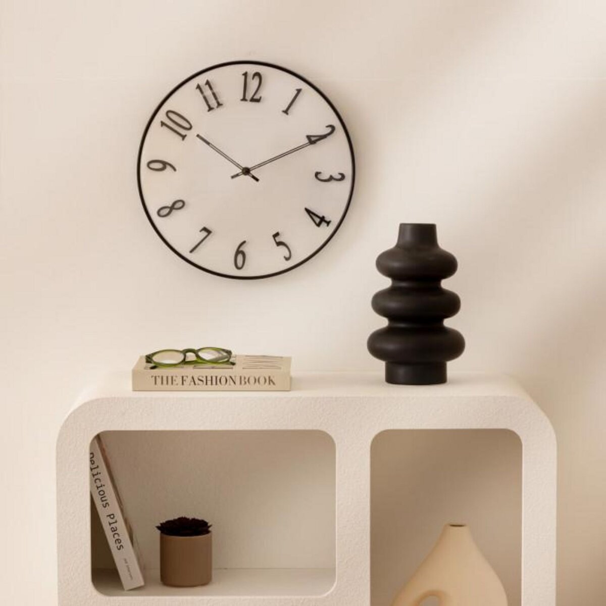 ATMOSPHERA Horloge Murale Relief  Edgar  35cm Blanc