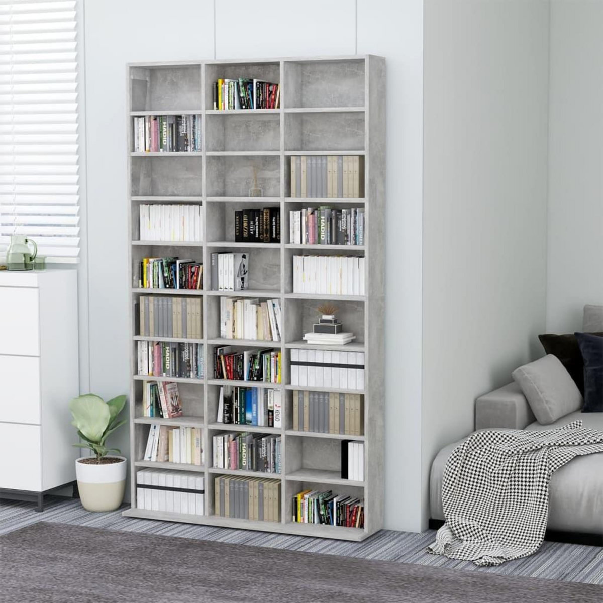 VIDAXL Armoire a CD Gris beton 102x16x177,5 cm Bois d'ingenierie