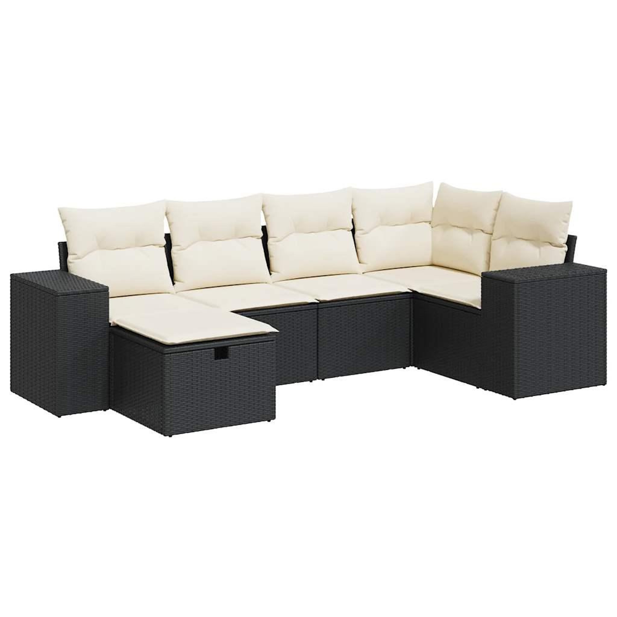 Voir la diapositive 2 : VIDAXL Salon de jardin 6 pcs avec coussins noir resine tressee