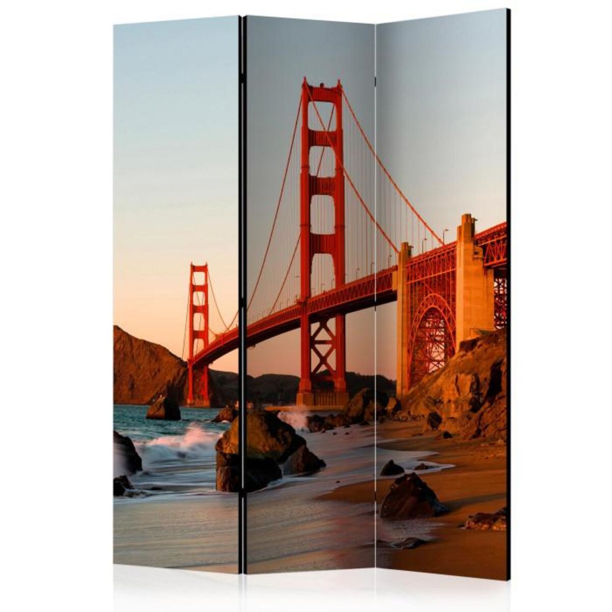 Paris Prix Paravent 3 Volets  Golden Gate Bridge Sunset San Francisco  135x172cm