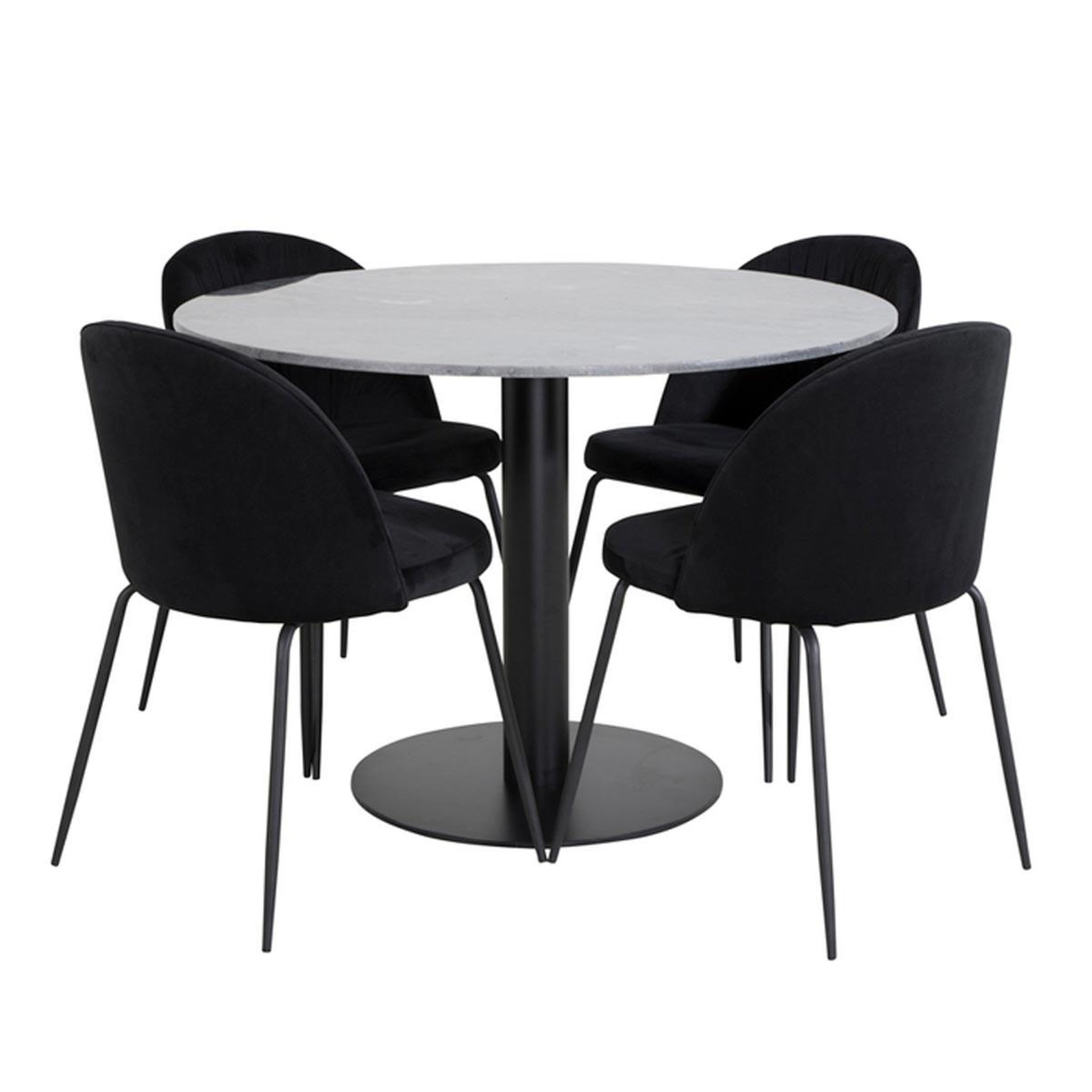 Paris Prix Ensemble table à manger & 4 chaises  estelle & wrinkles  106cm gris foncé & noir