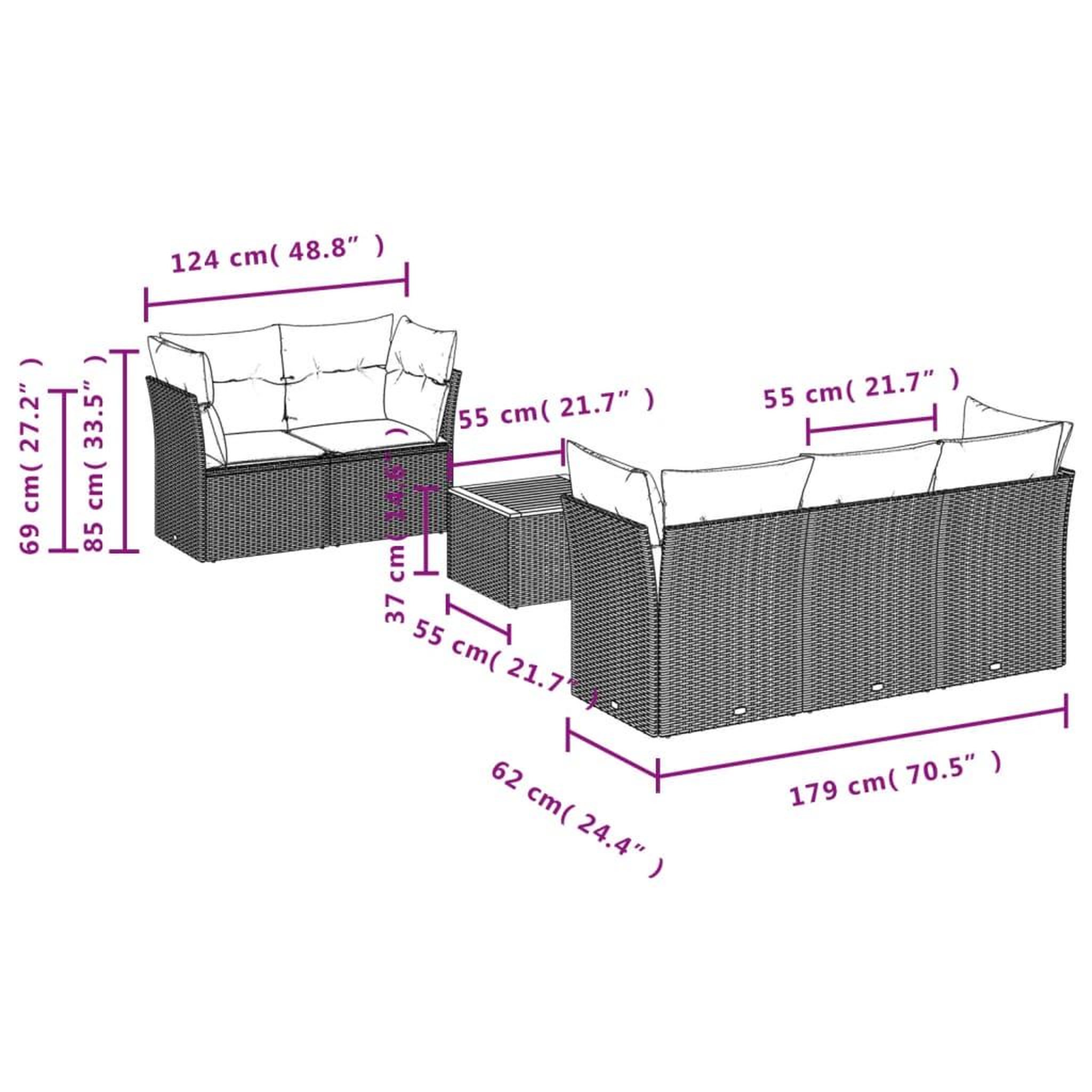 Voir la diapositive 4 : VIDAXL Salon de jardin avec coussins 6 pcs beige resine tressee