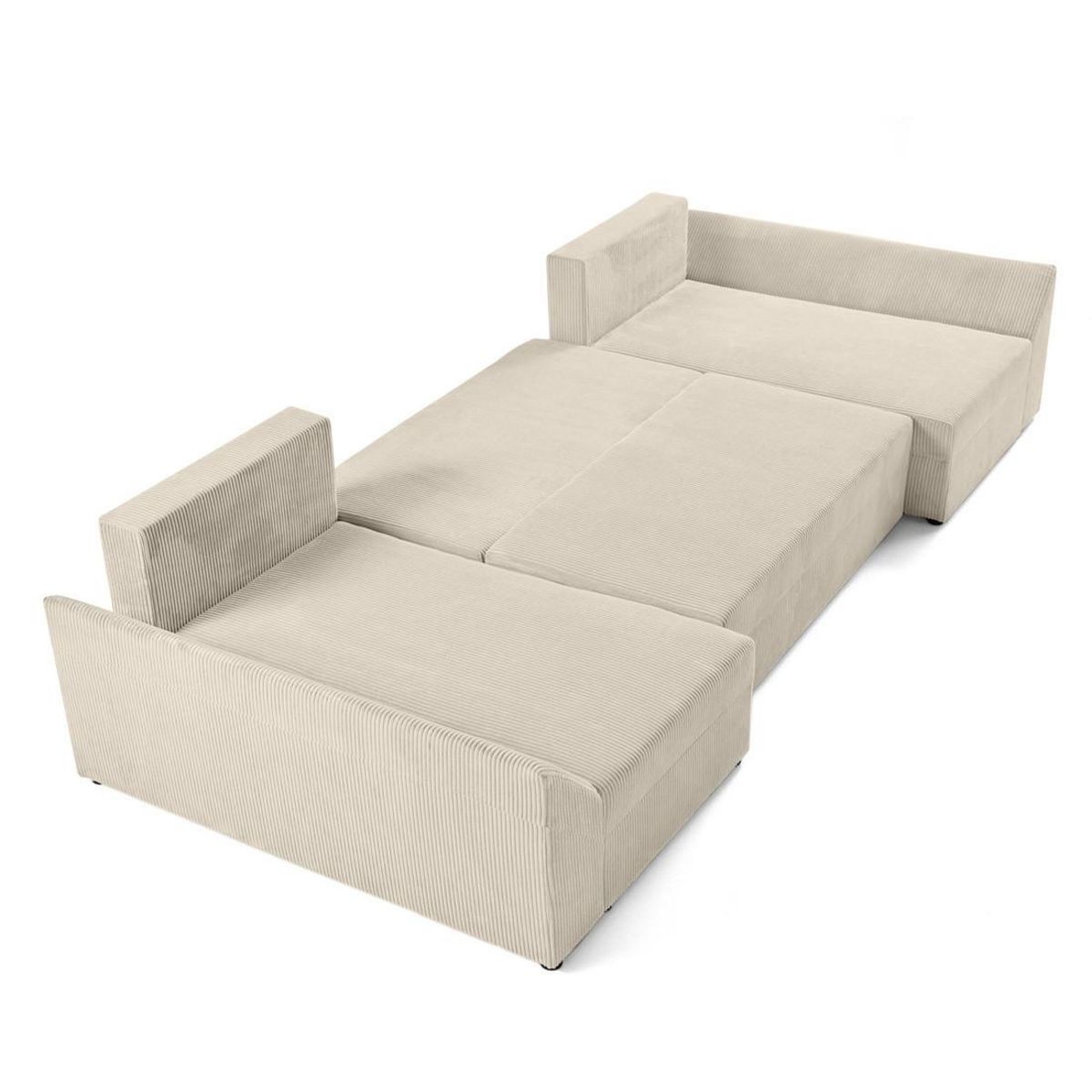 BEST MOBILIER Mike - canapé panoramique en u - 7 places - convertible avec coffre - en velours côtelé