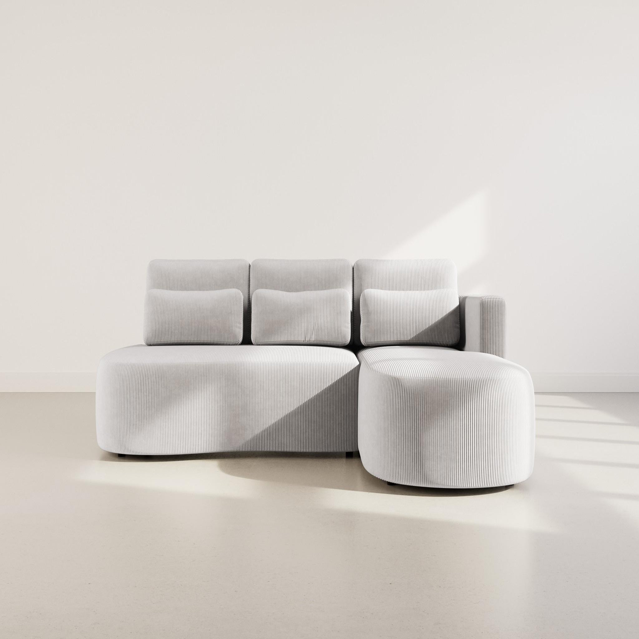 Voir la diapositive 5 : BEST MOBILIER Mahina - canapé d'angle droit 4 places convertible avec coffre en velours côtelé