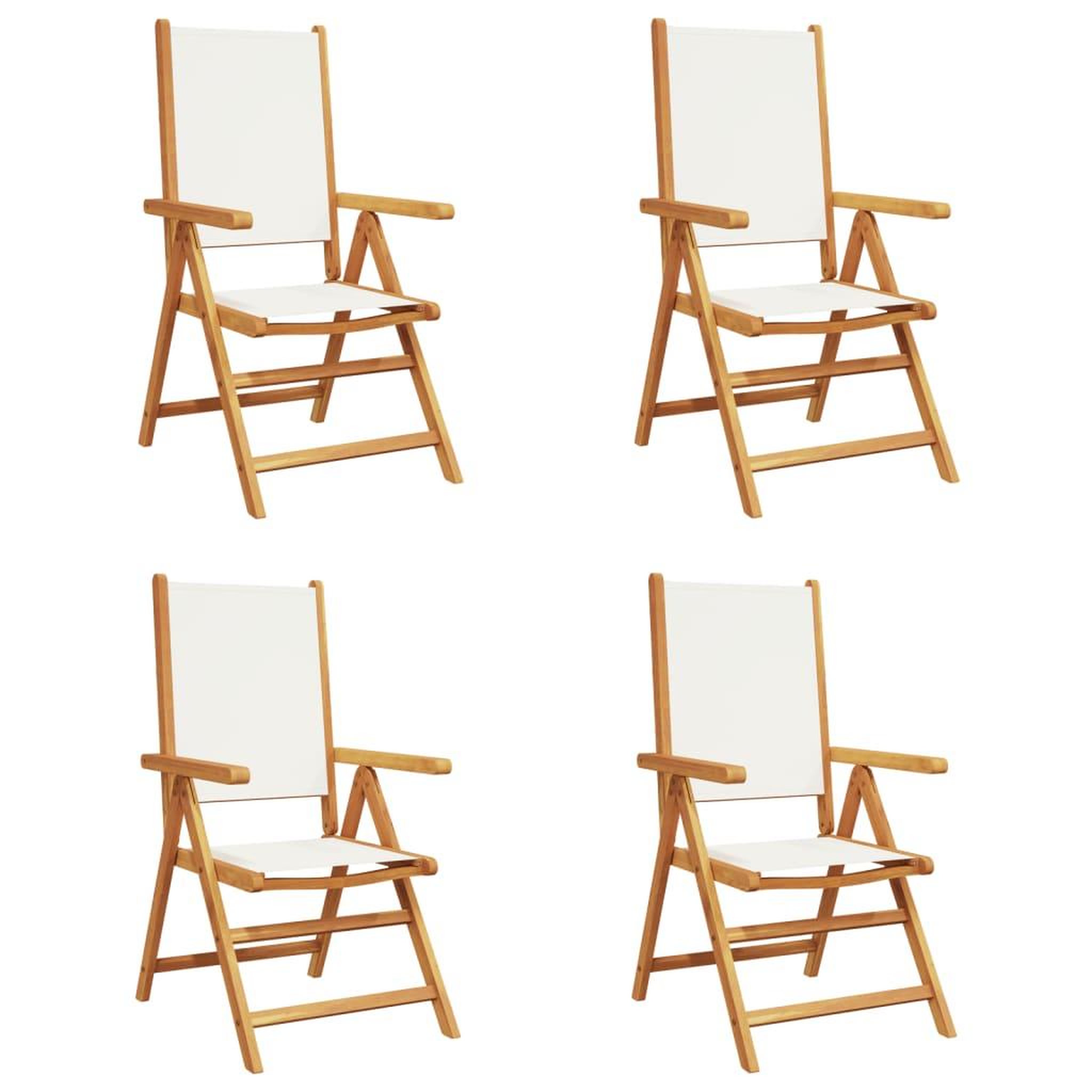Voir la diapositive 2 : VIDAXL Chaises inclinables de jardin lot de 4 tissu et bois massif