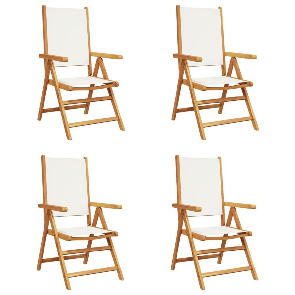 VIDAXL Chaises inclinables de jardin lot de 4 tissu et bois massif
