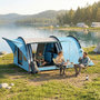 Voir la diapositive 2 : OUTSUNNY Tente camping tunnel 4 pers. imperméable 3000mm - 5,65x3,70x2m - bleu