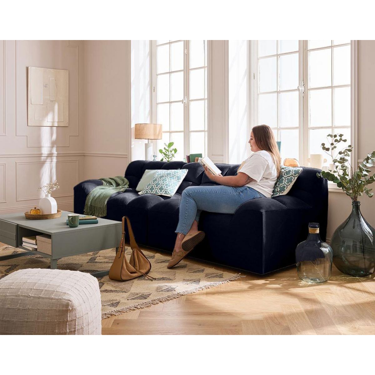 LISA DESIGN Napoli - canapé droit 4 places - en velours