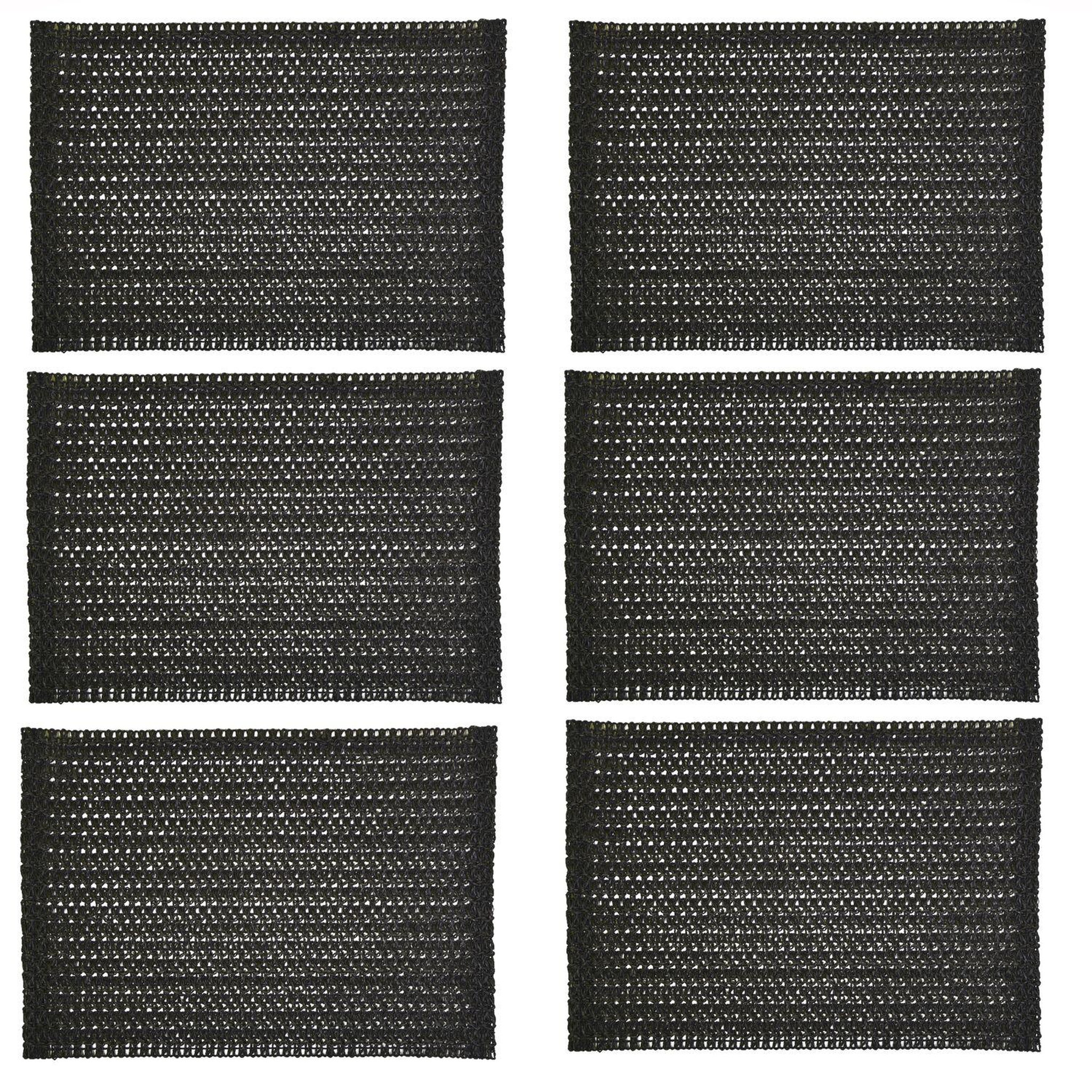 HABITABLE Lot de 6 sets de tables rectangles en jute TORSA - 31 x 45 cm - Noir
