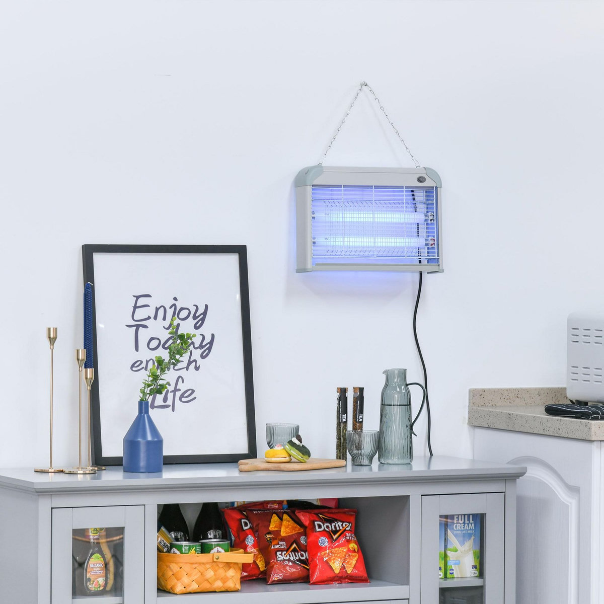 OUTSUNNY Outsunny Lampe UV anti-insectes anti moustique tue mouche électrique destructeur d'insectes 20 W gris