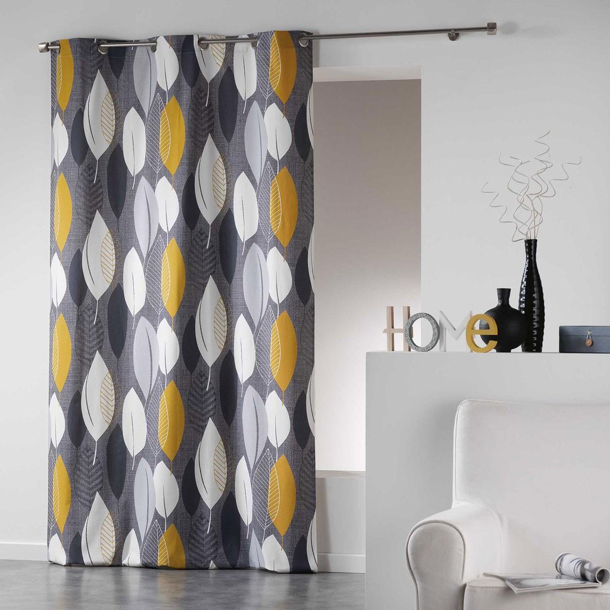 Douceur d'Intérieur Rideau imprimé  leafy  140x240cm jaune