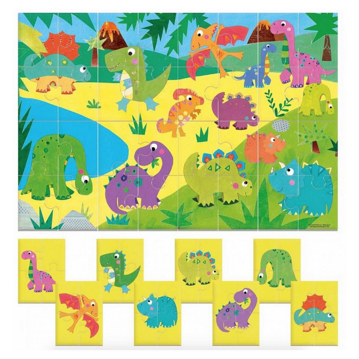 HEADU Puzzle recto verso 8+1 Dinosaures